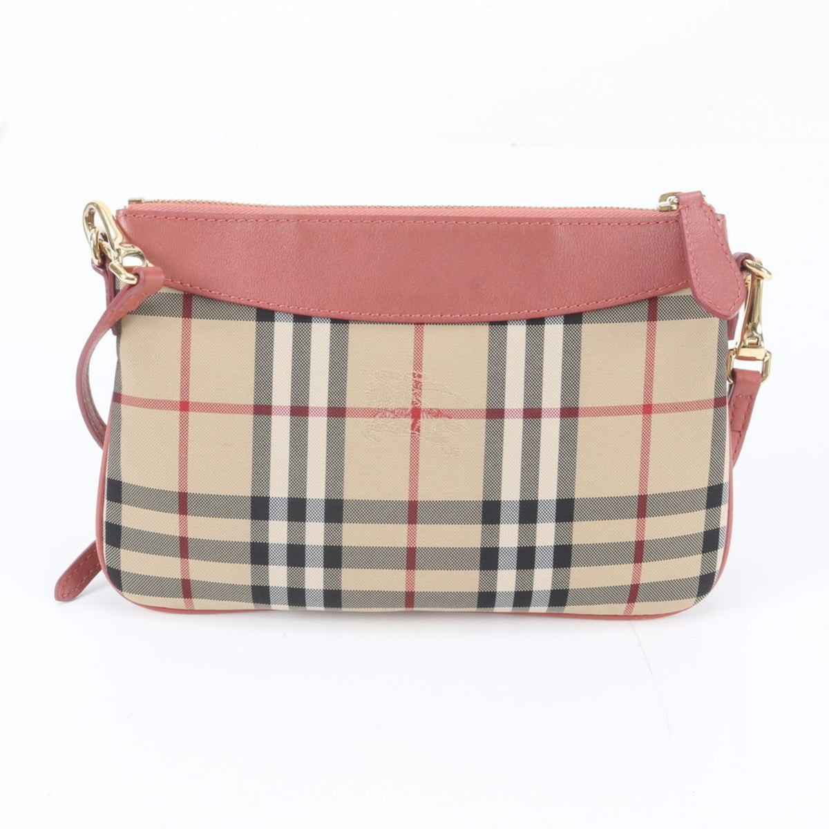 Burberry Beige Pink Leather Nylon Shoulder Bag (Pre-Owned)