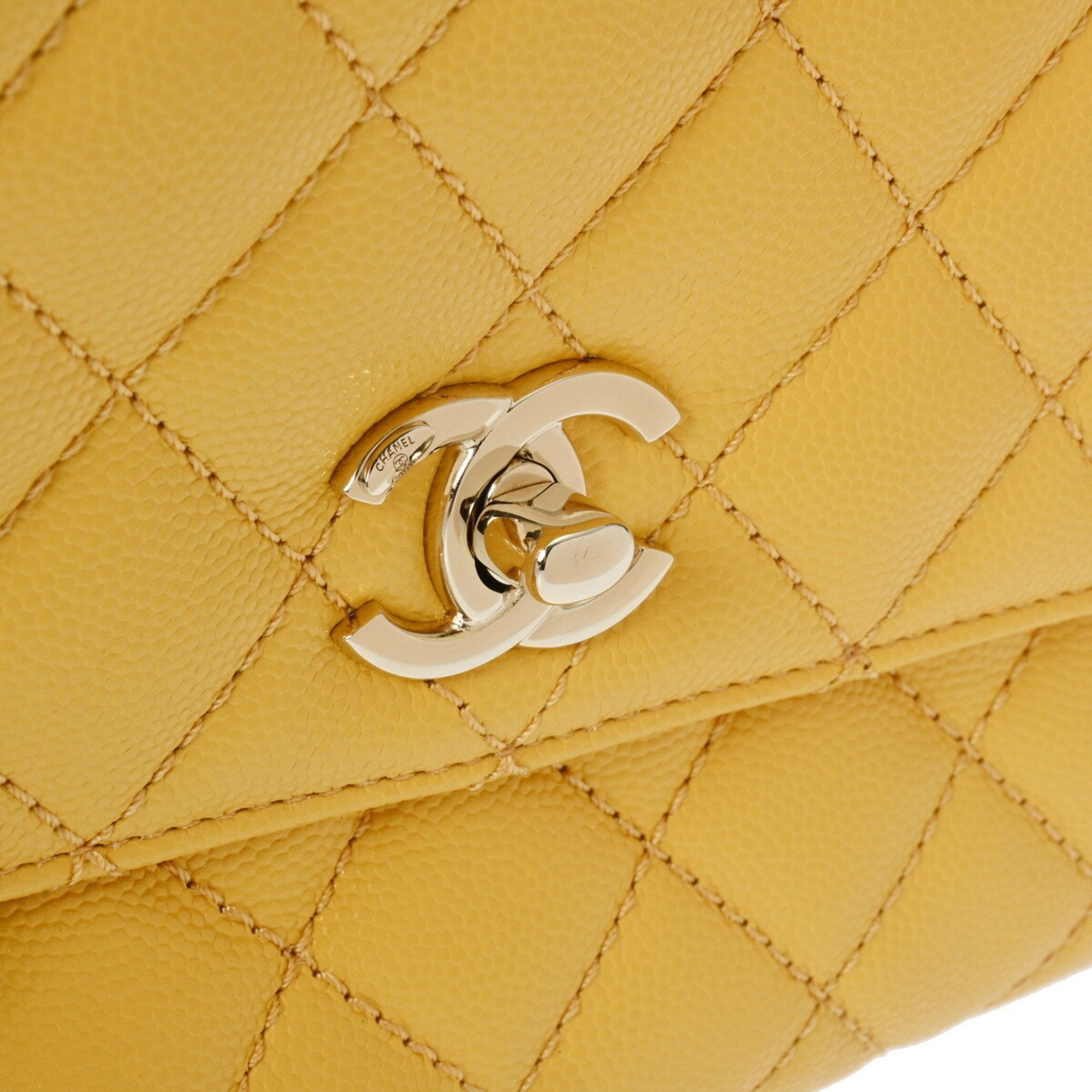 Chanel Yellow Caviar Leather Handbag (Pre-Owned)