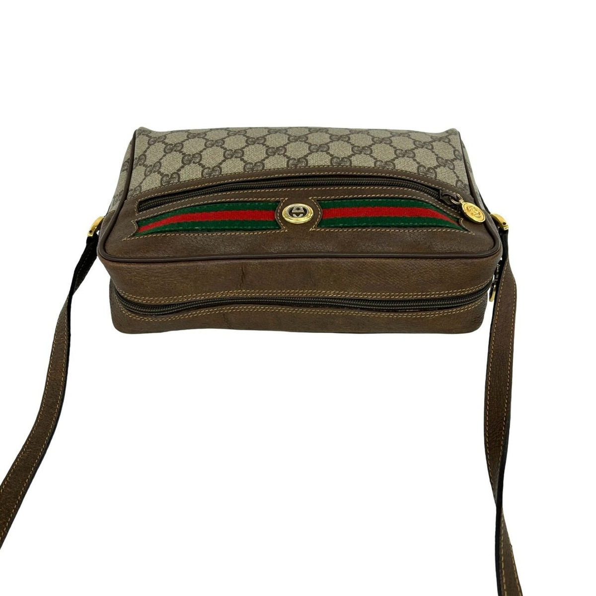 Gucci Brown Green Red Color Leather Pvc Pochette Shoulder Bag (Pre-Owned)