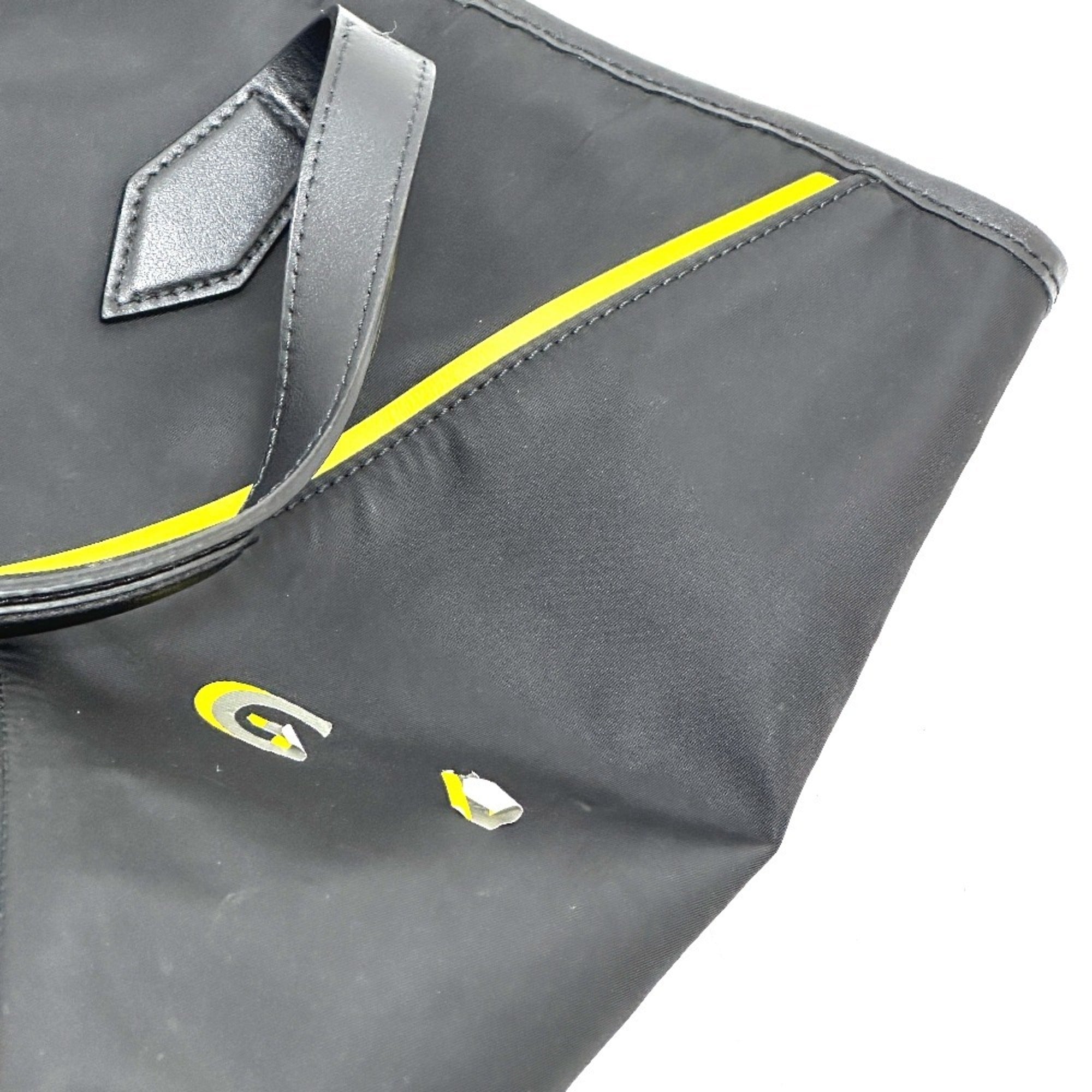 Givenchy Black Yellow Leather Nylon Shoulder Bag Tote Bag (Pre-Owned)