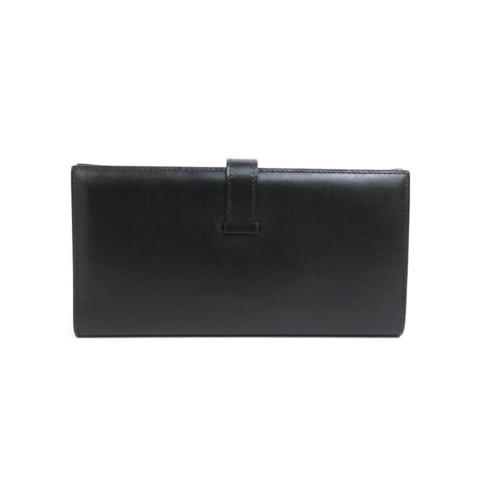 Hermes Black Box Calf Leather Long Wallet (Bi-Fold) (Pre-Owned)