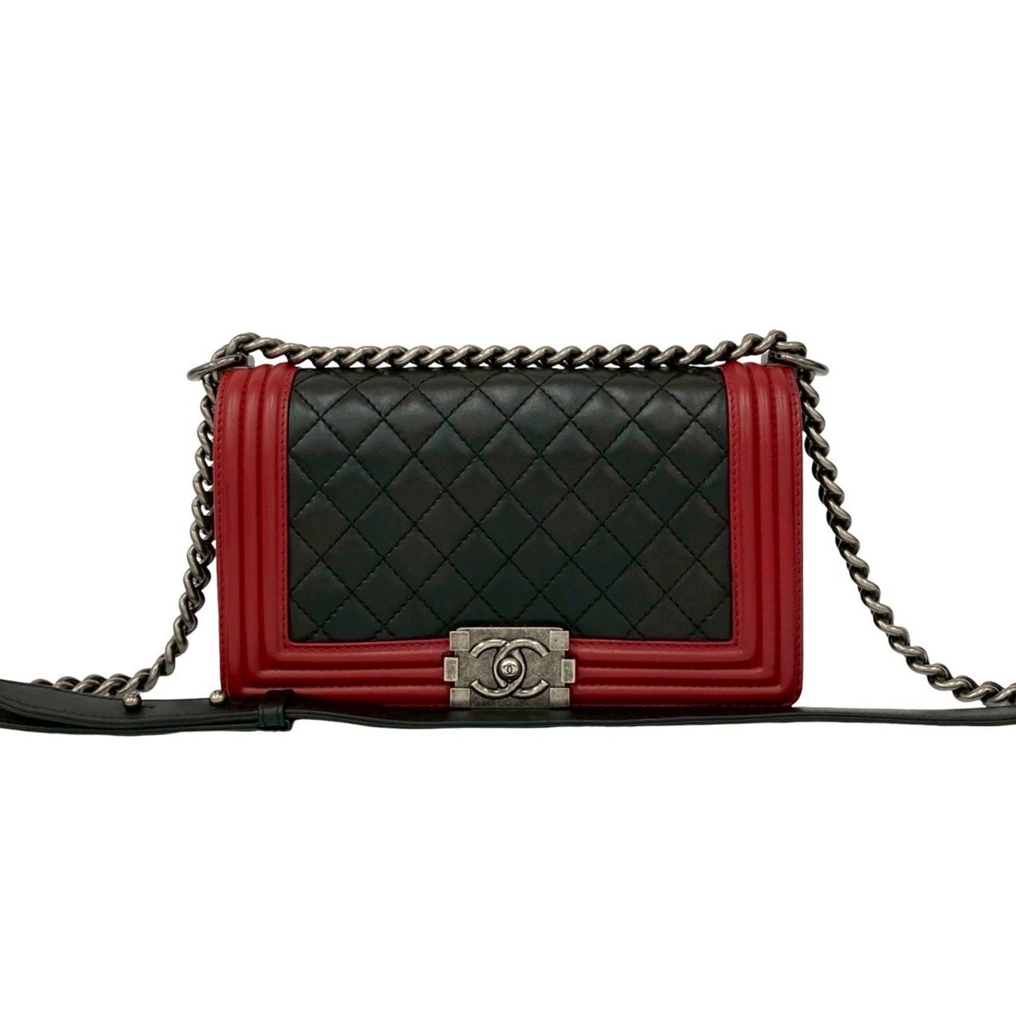 Chanel Black Red Color Leather Shoulder Bag (Pre-Owned)