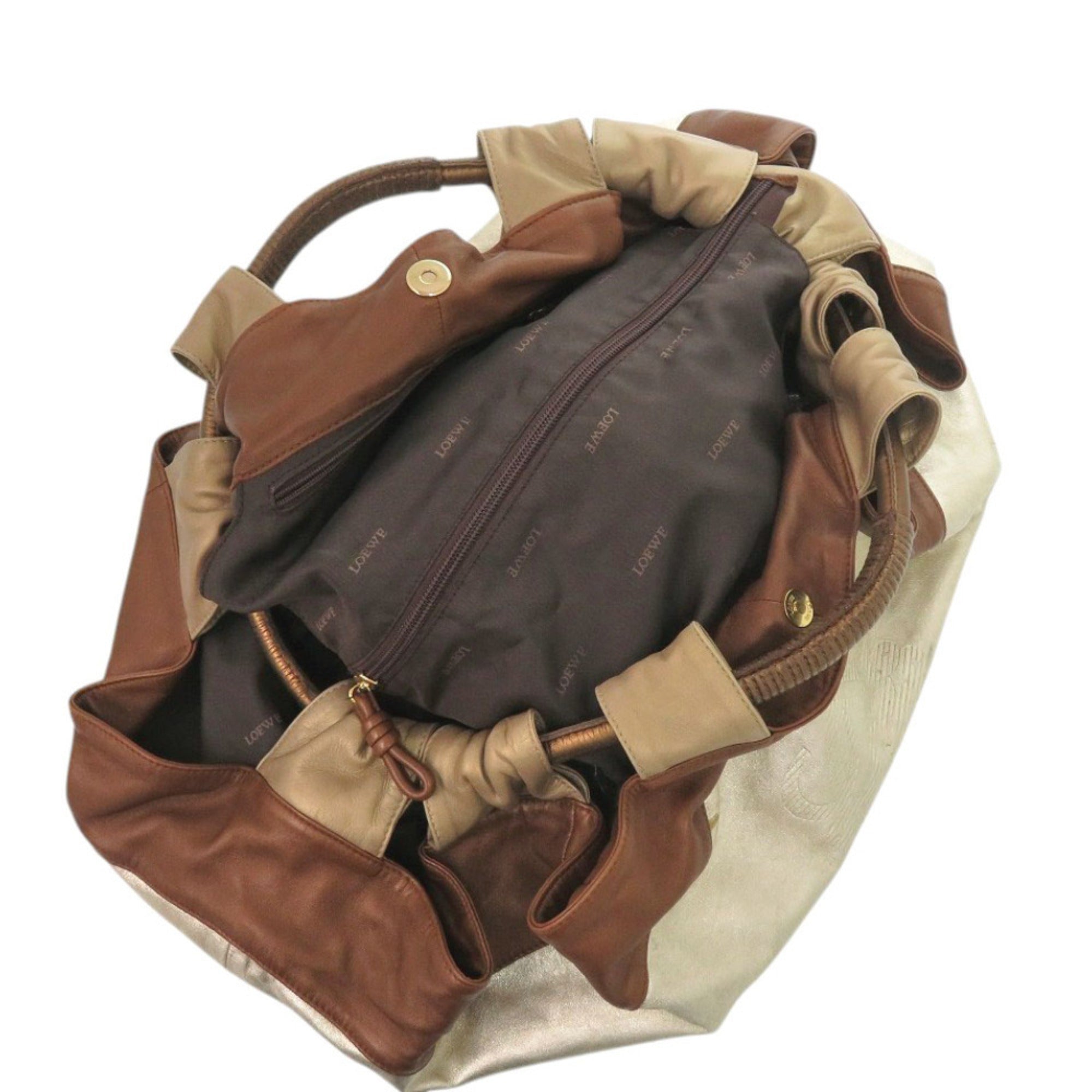 Loewe Brown Gold Leather Handbag (Pre-Owned)