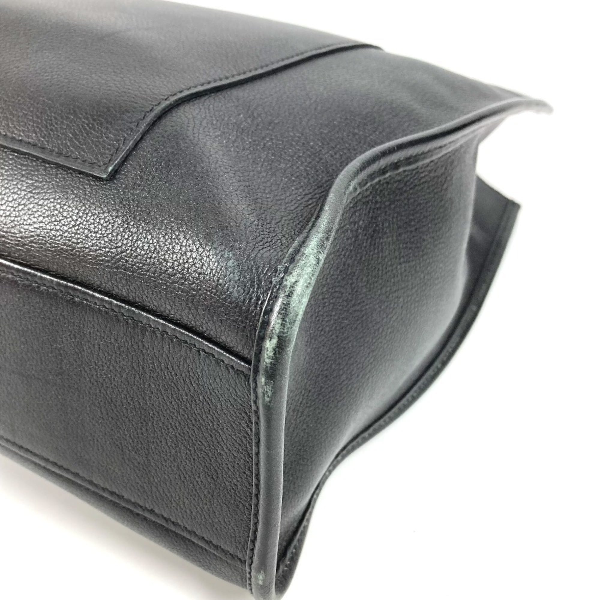 Hermes Black Leather Handbag Tote Bag (Pre-Owned)