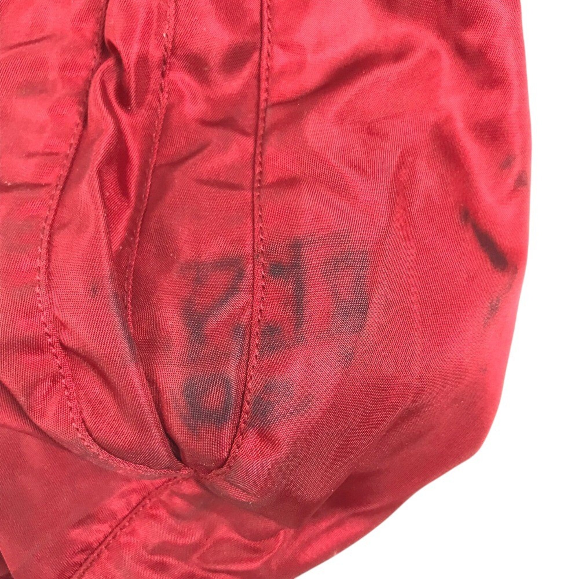 Prada Bordeaux Red Color Nylon Shoulder Bag (Pre-Owned)