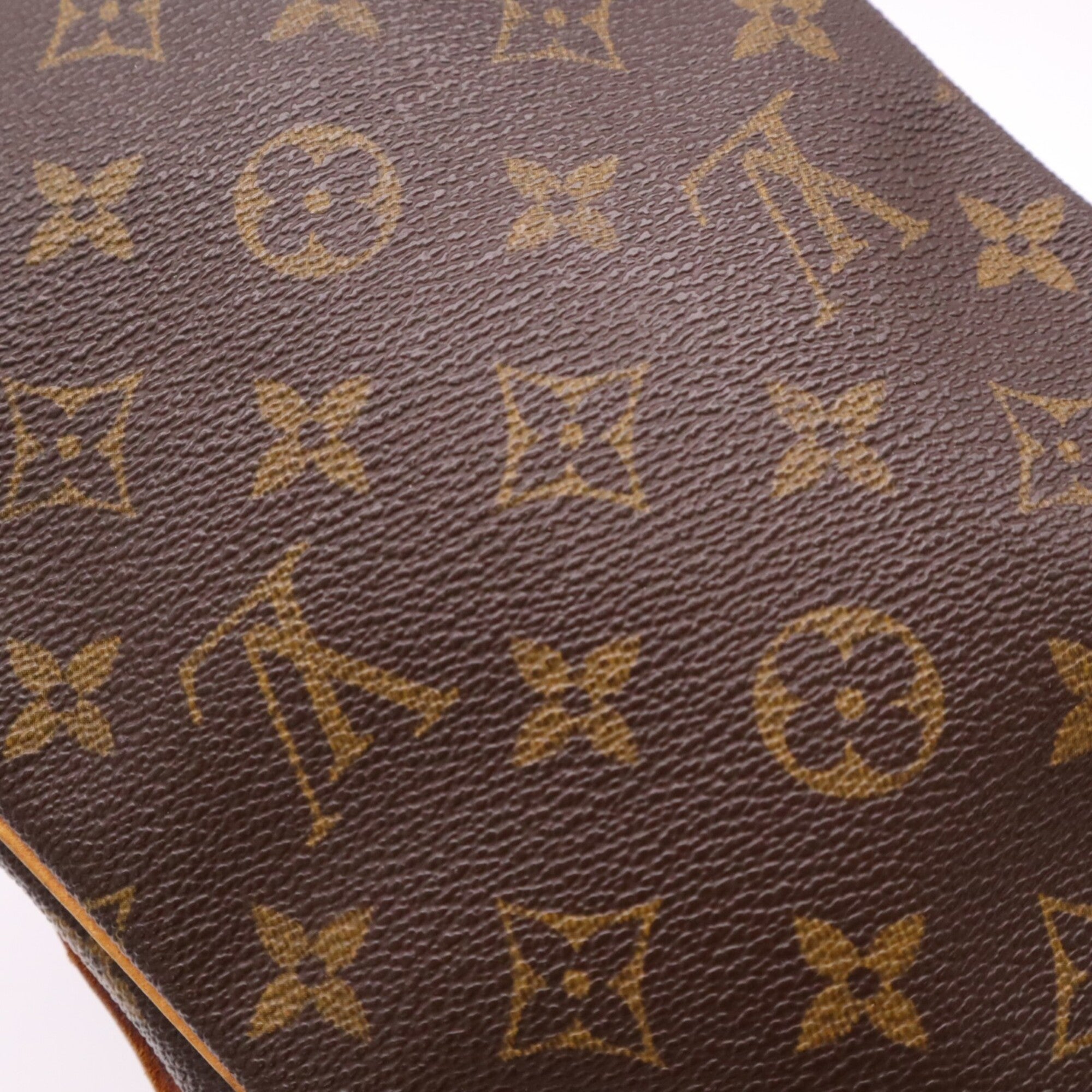 Louis Vuitton Beige Brown Coated Canvas Leather Shoulder Bag (Pre-Owned)