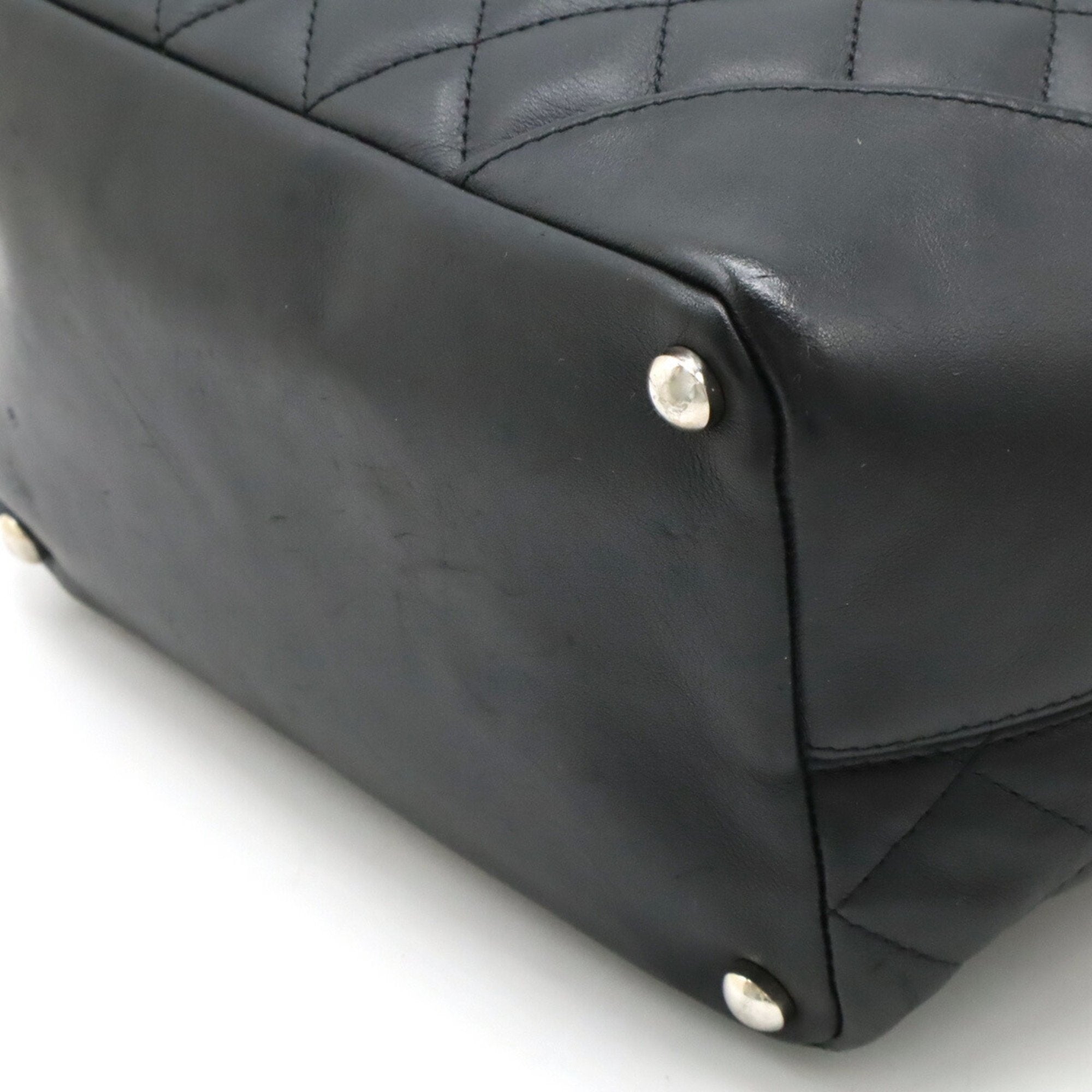 Chanel Black White Leather Shoulder Bag Tote Bag (Pre-Owned)