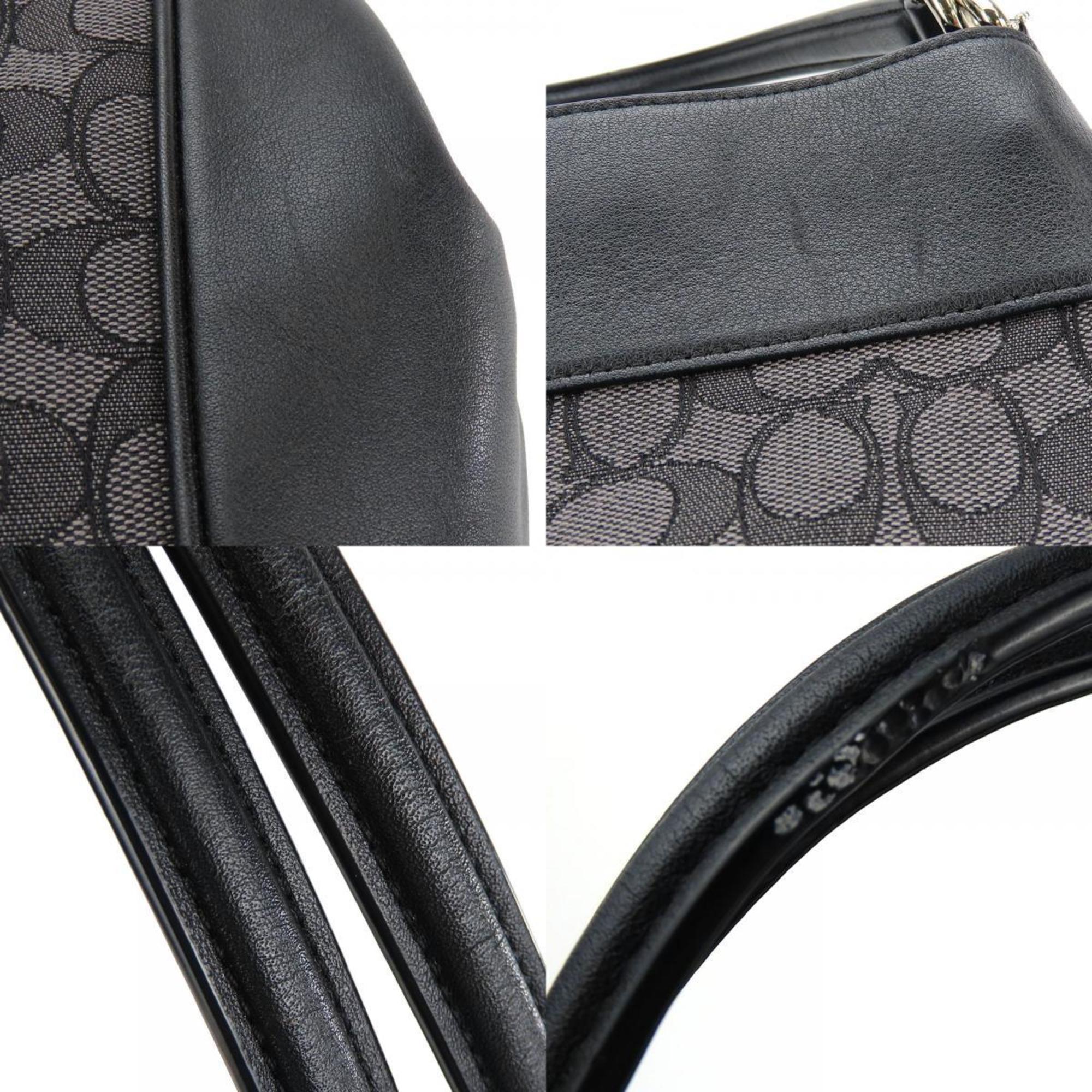 Coach Black Canvas Leather Tote Bag (Pre-Owned)