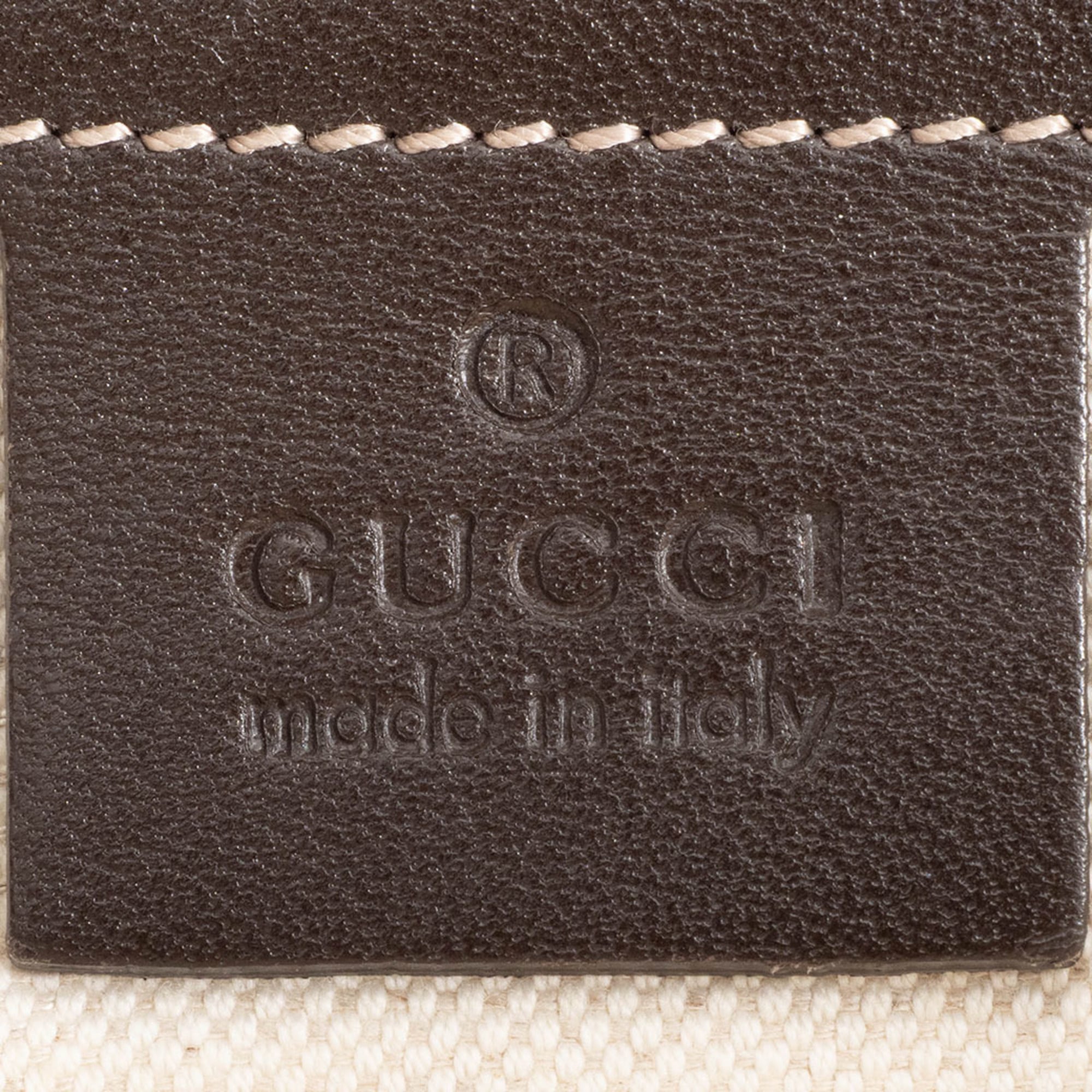Gucci Gg Canvas Beige Brown Gg Canvas Leather Handbag (Pre-Owned)
