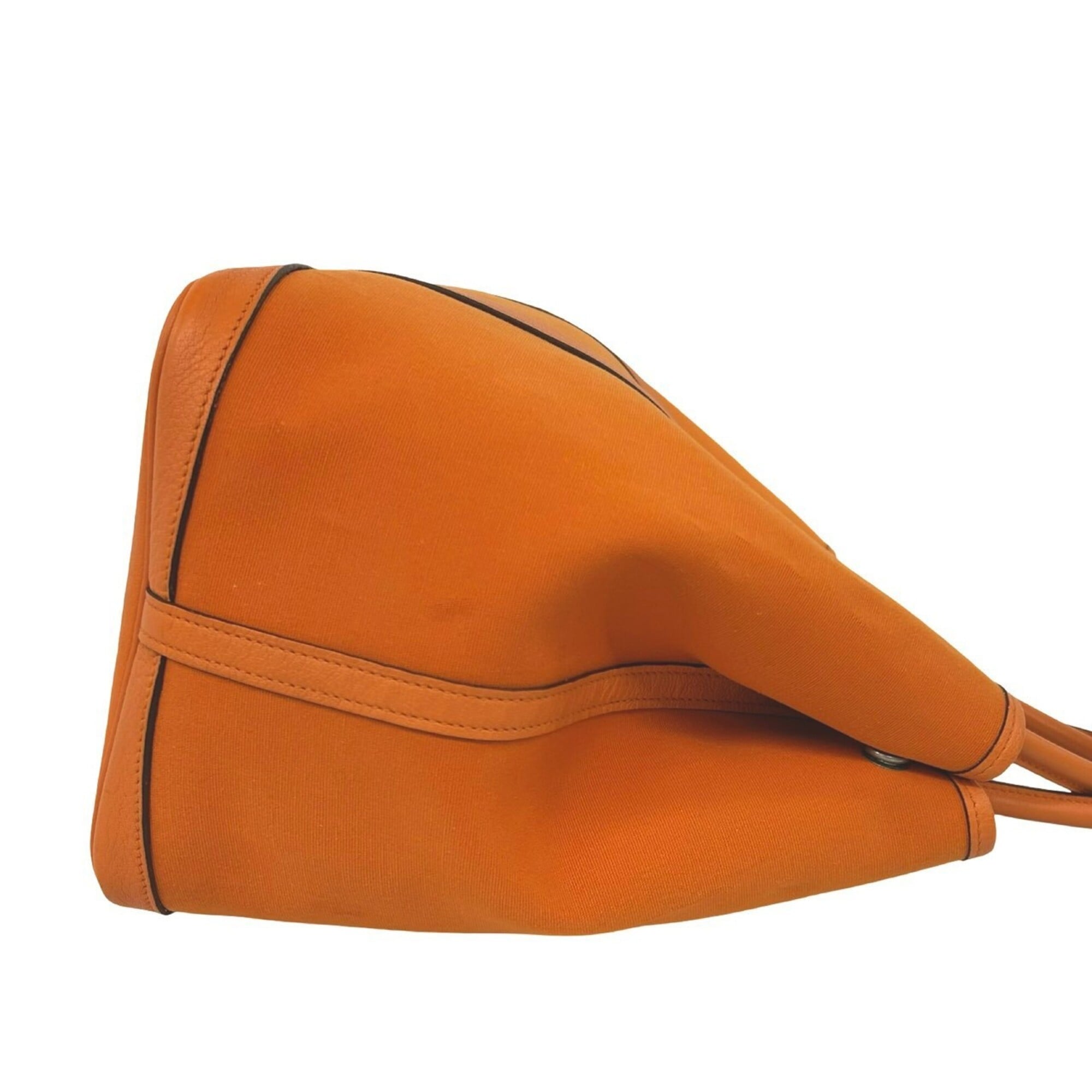 Hermes Orange Toile Officier Buffalo Leather Handbag Tote Bag (Pre-Owned)