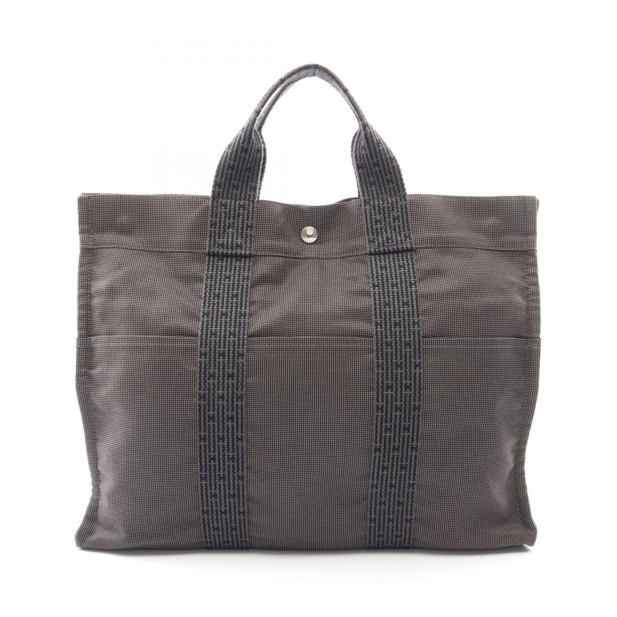 Hermes Gray Nylon Canvas Handbag Tote Bag (Pre-Owned)