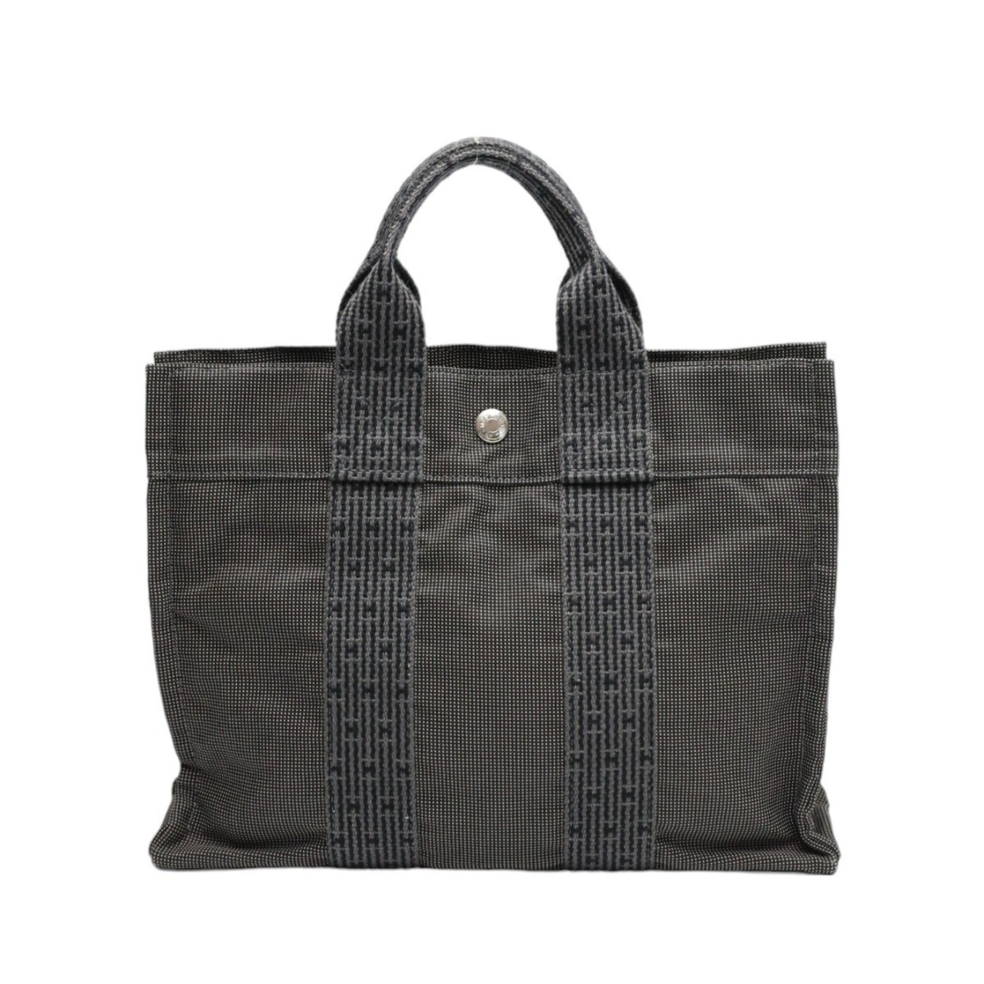 Hermes Gray Canvas Handbag (Pre-Owned)