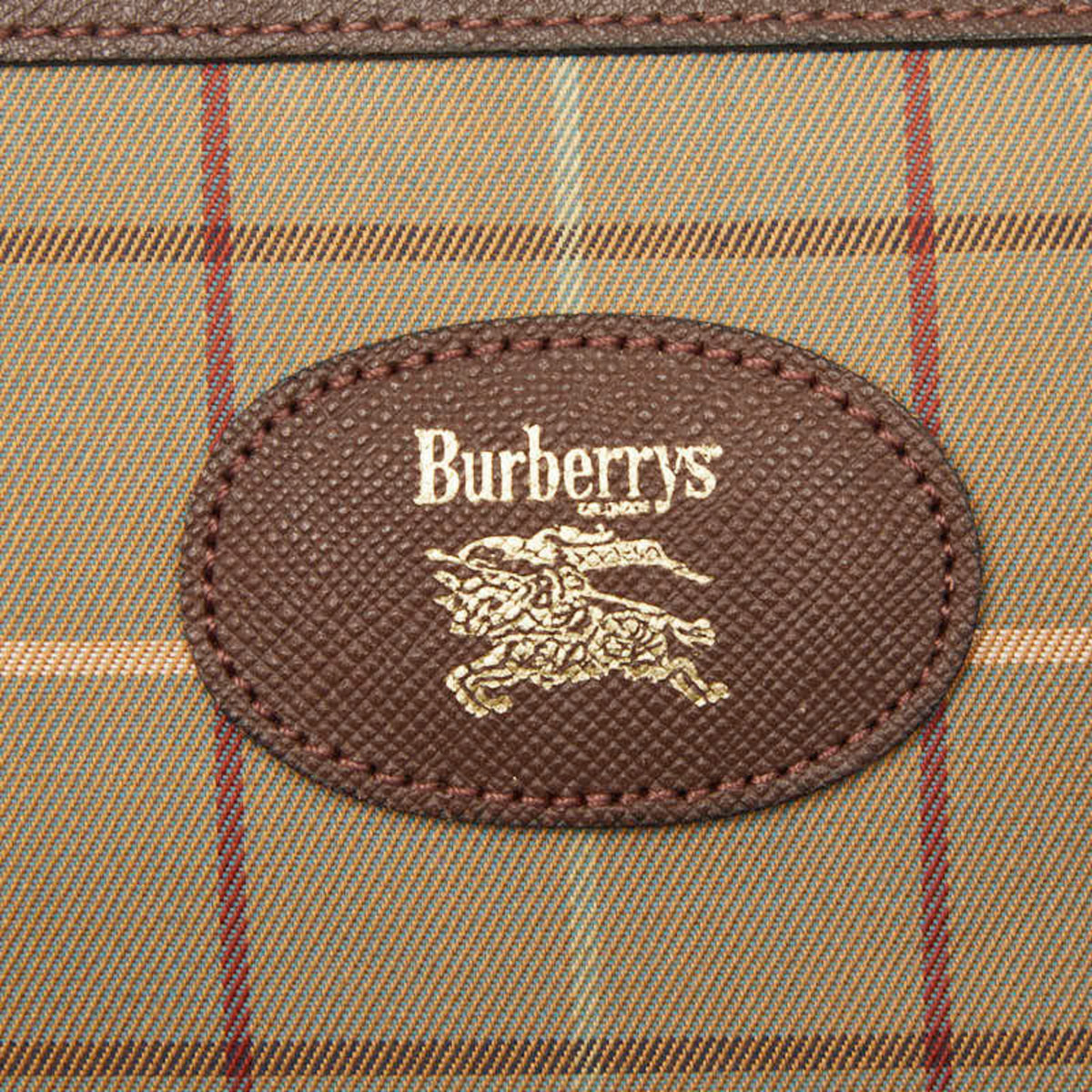 Burberry Brown Green Khaki Canvas Leather Handbag Pouch (Pre-Owned)