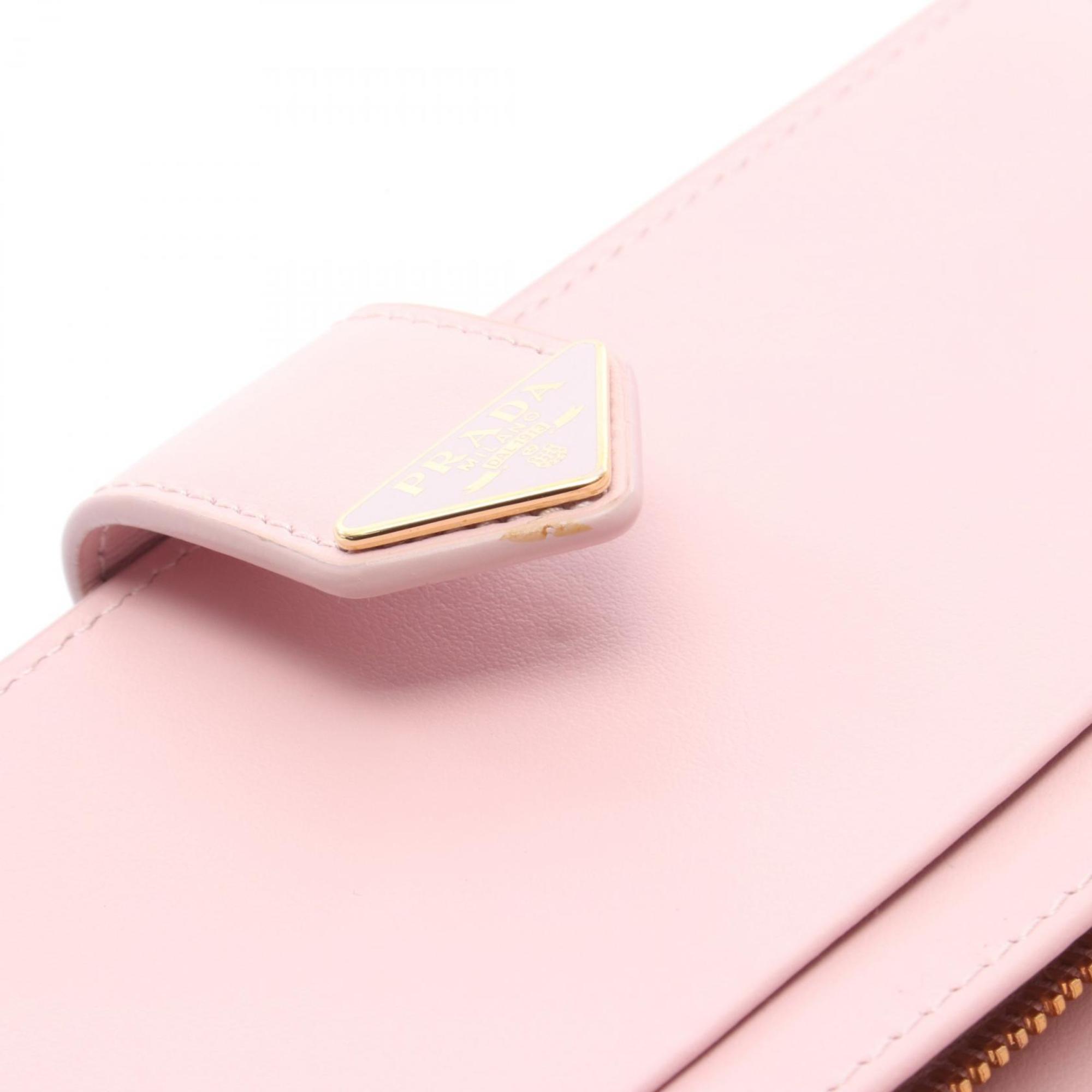 Prada Pink Leather Long Wallet (Bi-Fold) (Pre-Owned)