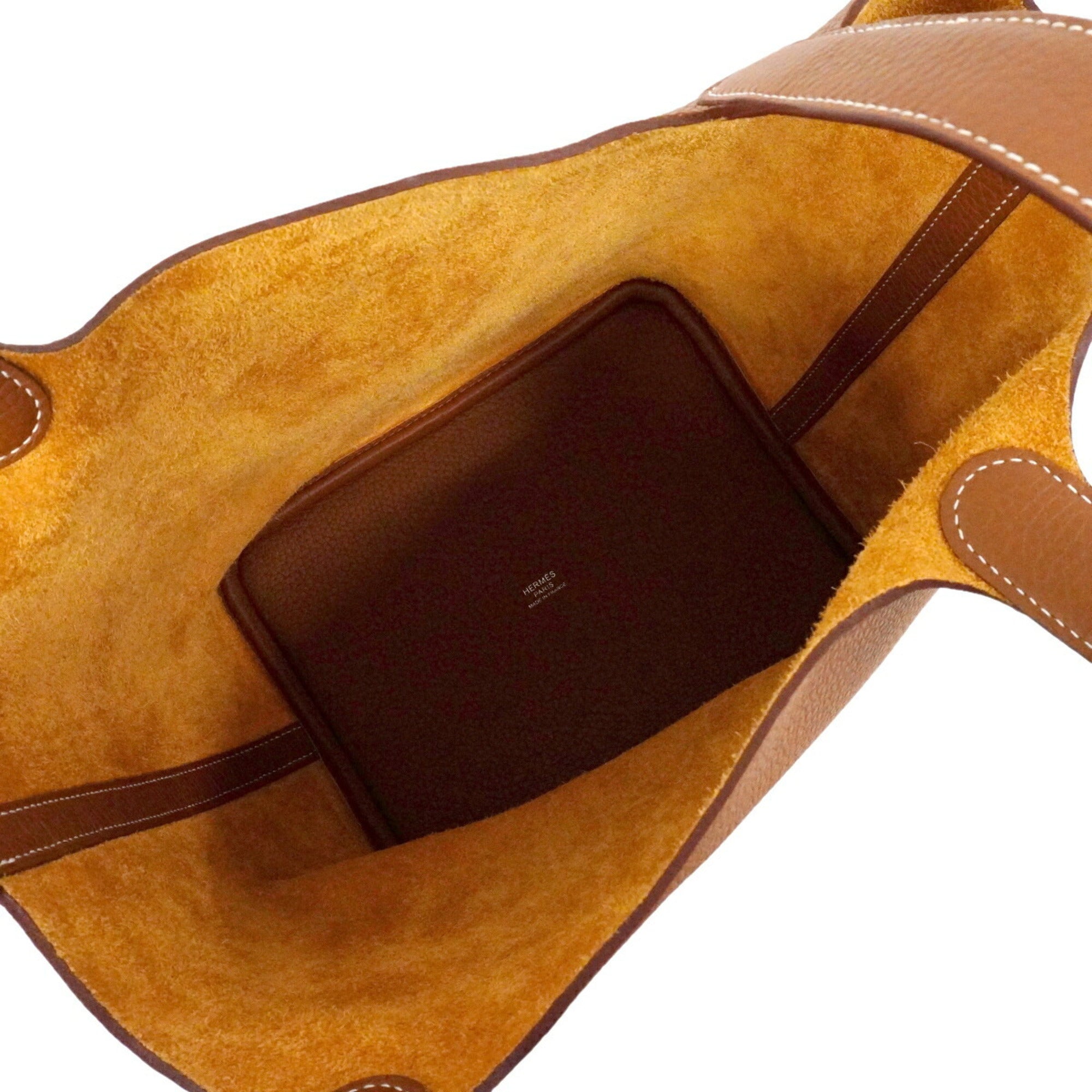 Hermes Gold Taurillon Clemence Leather Handbag (Pre-Owned)