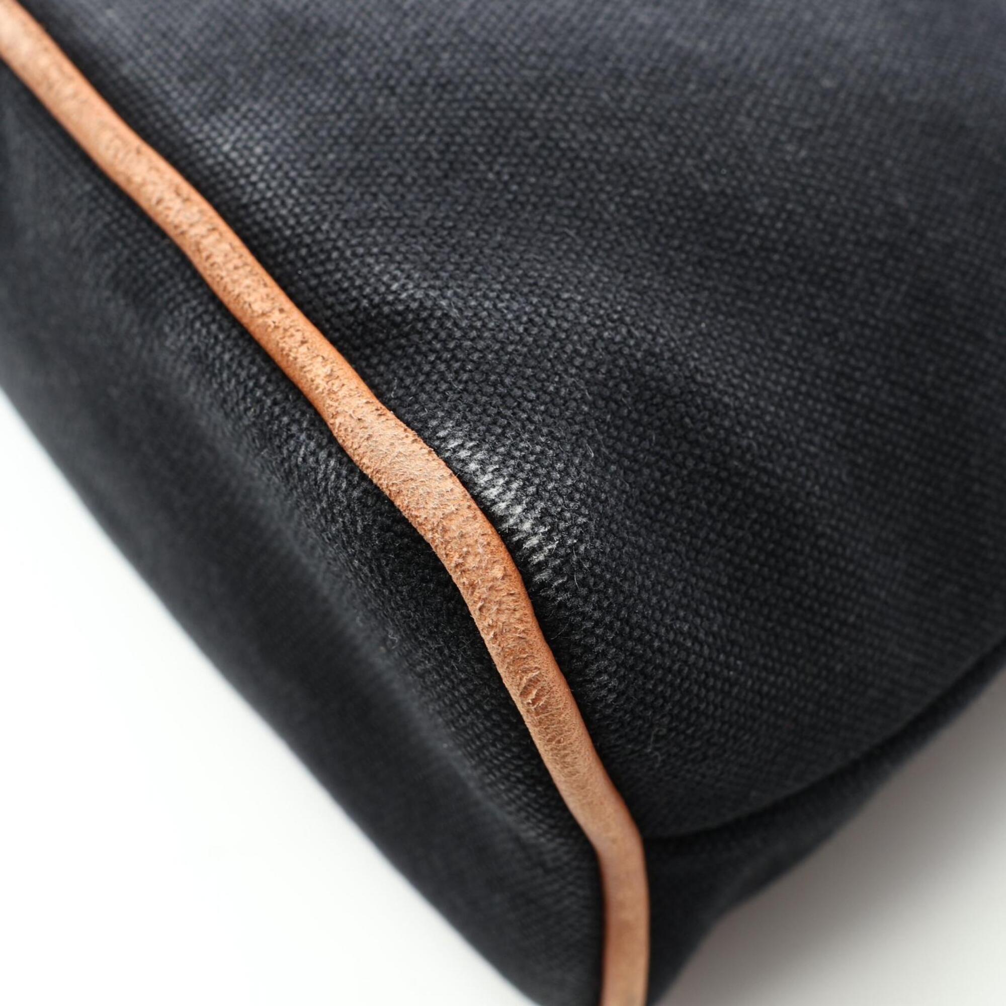 Hermes Bolide Black Canvas Leather Handbag (Pre-Owned)