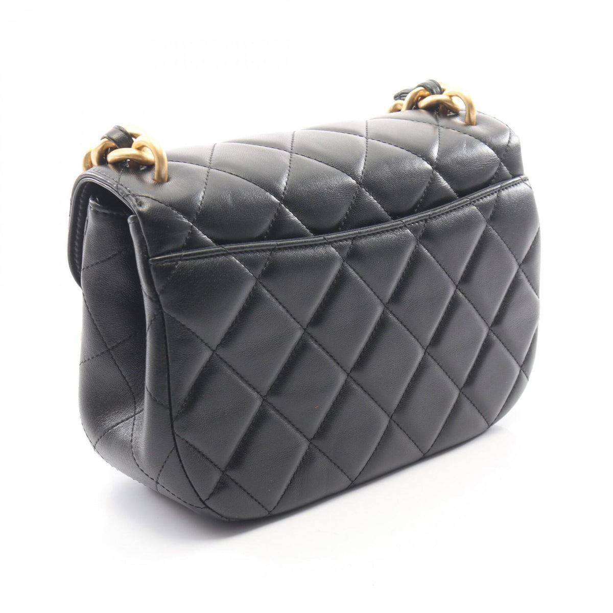 Chanel Black Leather Handbag Shoulder Bag (Pre-Owned)