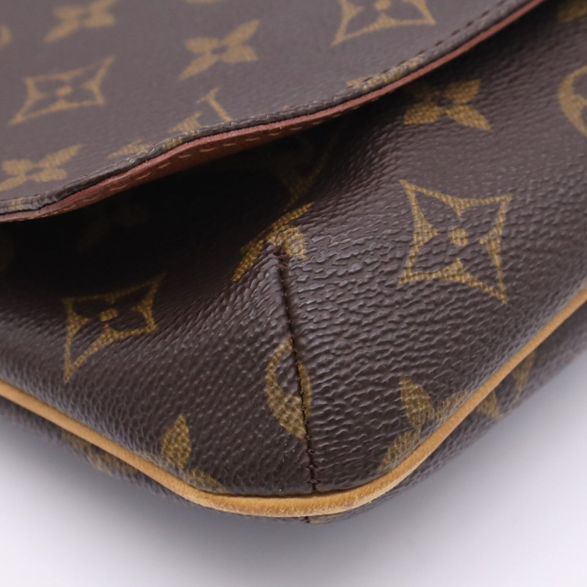Louis Vuitton Beige Brown Coated Canvas Leather Shoulder Bag (Pre-Owned)
