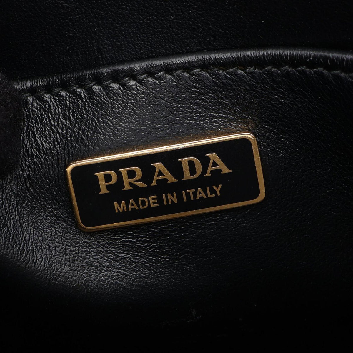 Prada Beige Black Canvas Saffiano Triangle Handbag (Pre-Owned)