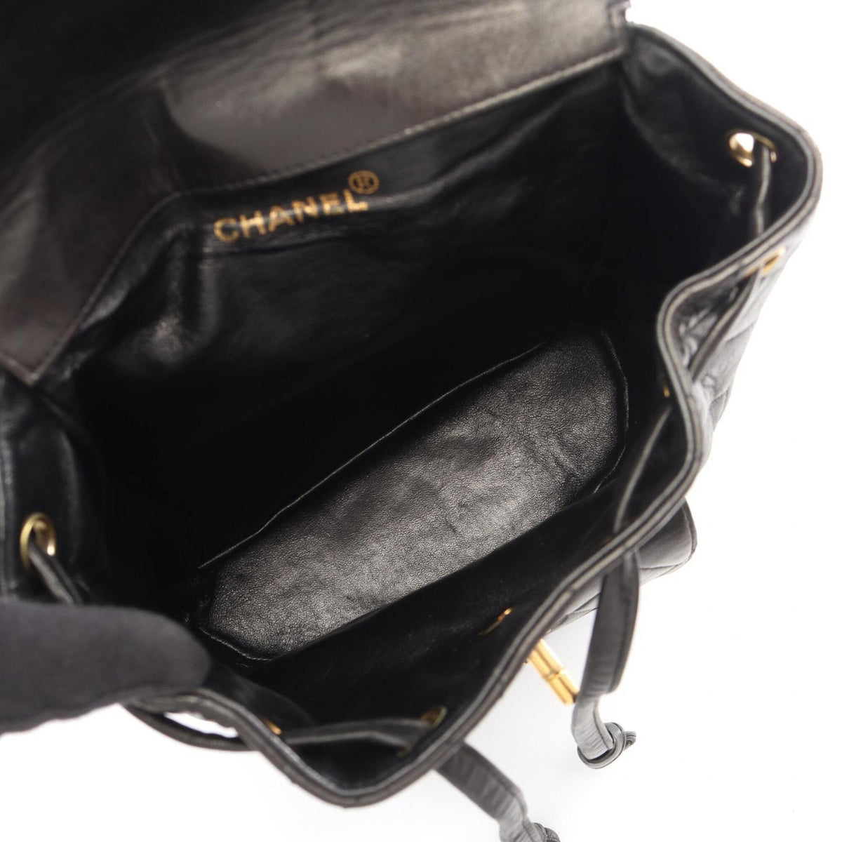 Chanel Black Leather Backpack Handbag (Pre-Owned)