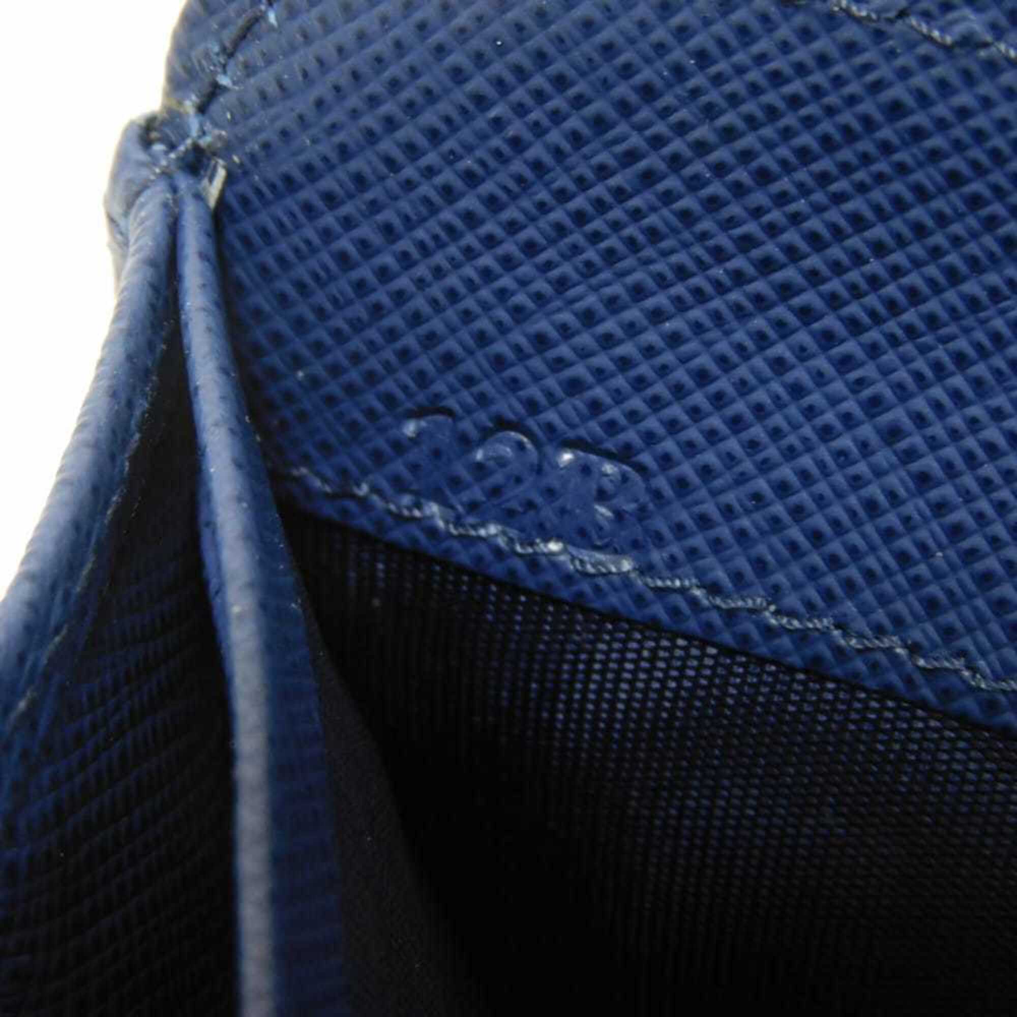 Prada Blue Saffiano Long Wallet (Bi-Fold) (Pre-Owned)