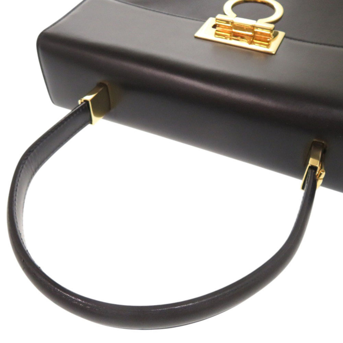 Salvatore Ferragamo Black Leather Handbag Shoulder Bag (Pre-Owned)
