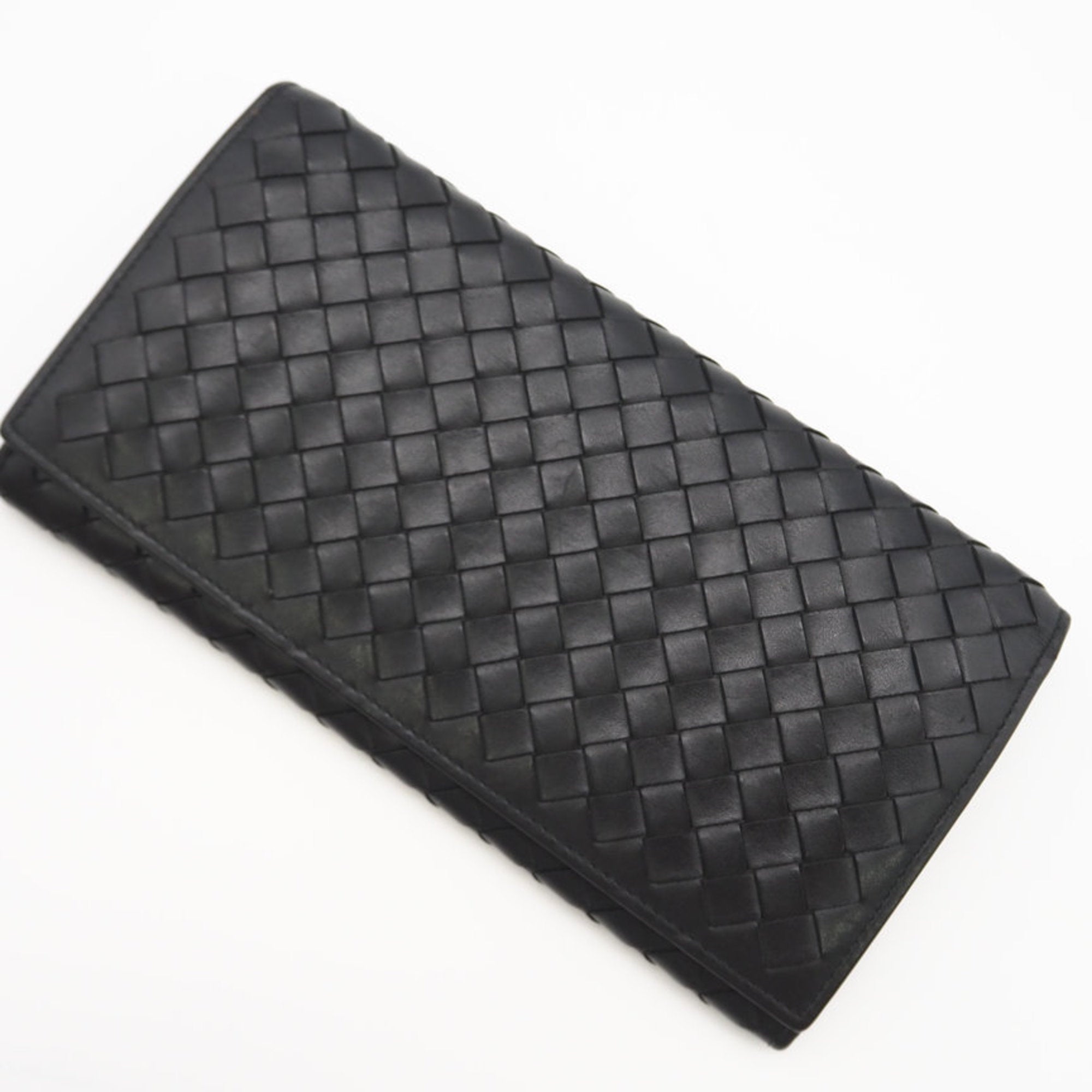 Bottega Veneta Black Leather Long Wallet (Bi-Fold) (Pre-Owned)