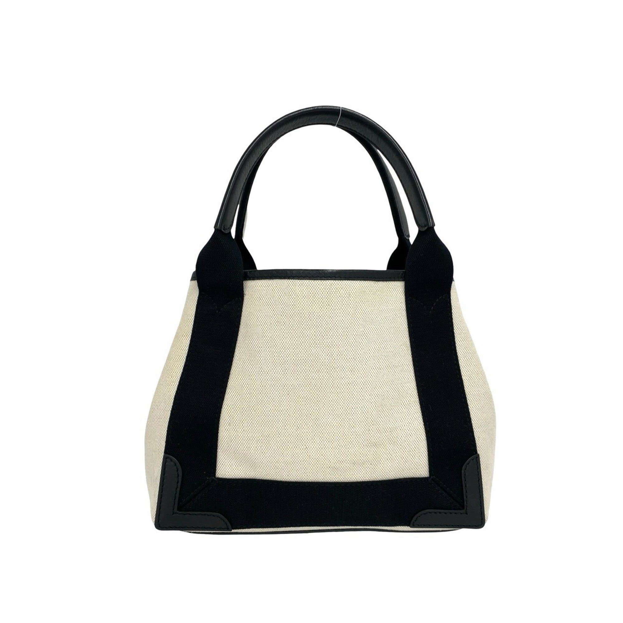 Balenciaga Black Ivory Canvas Leather Handbag Shoulder Bag (Pre-Owned)