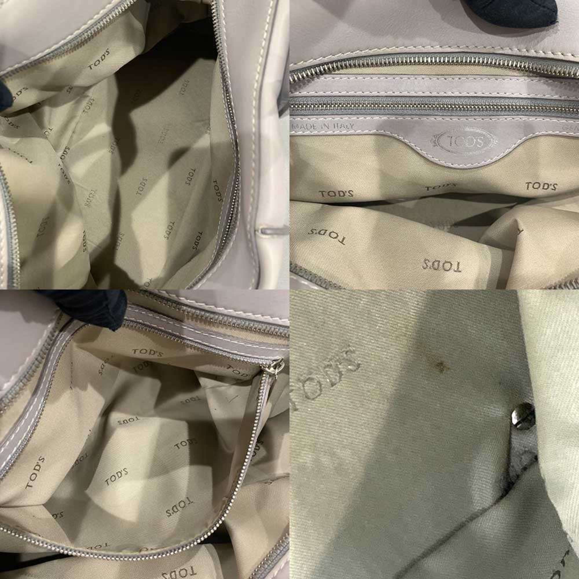 Tod's Gray Leather Handbag Shoulder Bag (Pre-Owned)