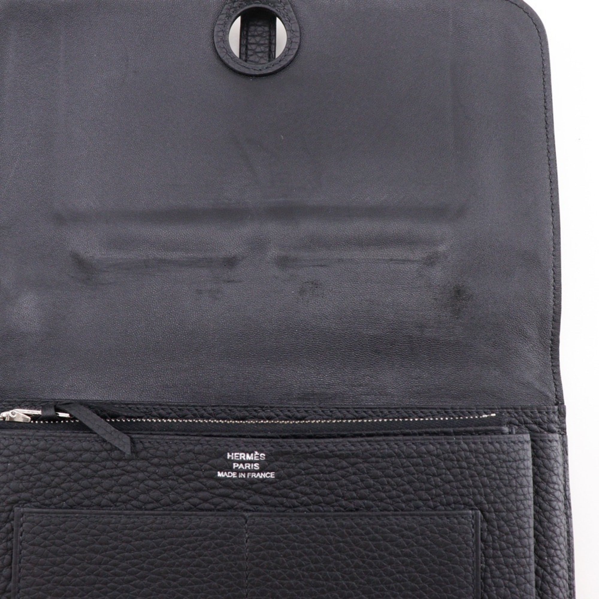Hermes Dogon Duo Black Togo Leather Long Wallet (Bi-Fold) (Pre-Owned)