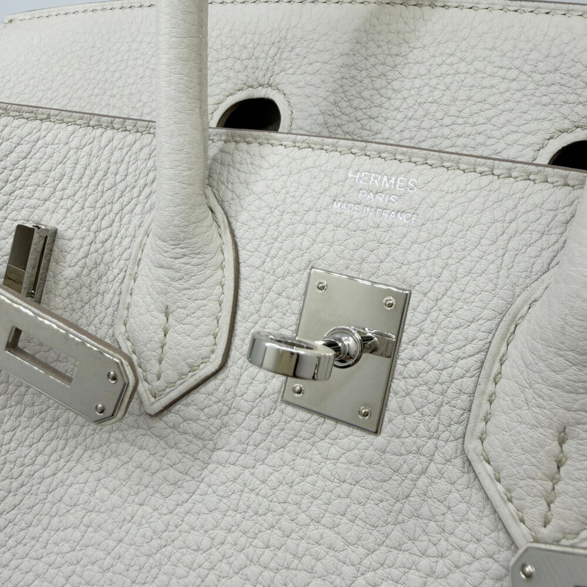 Hermes Ivory Light Gray Togo Leather Handbag (Pre-Owned)
