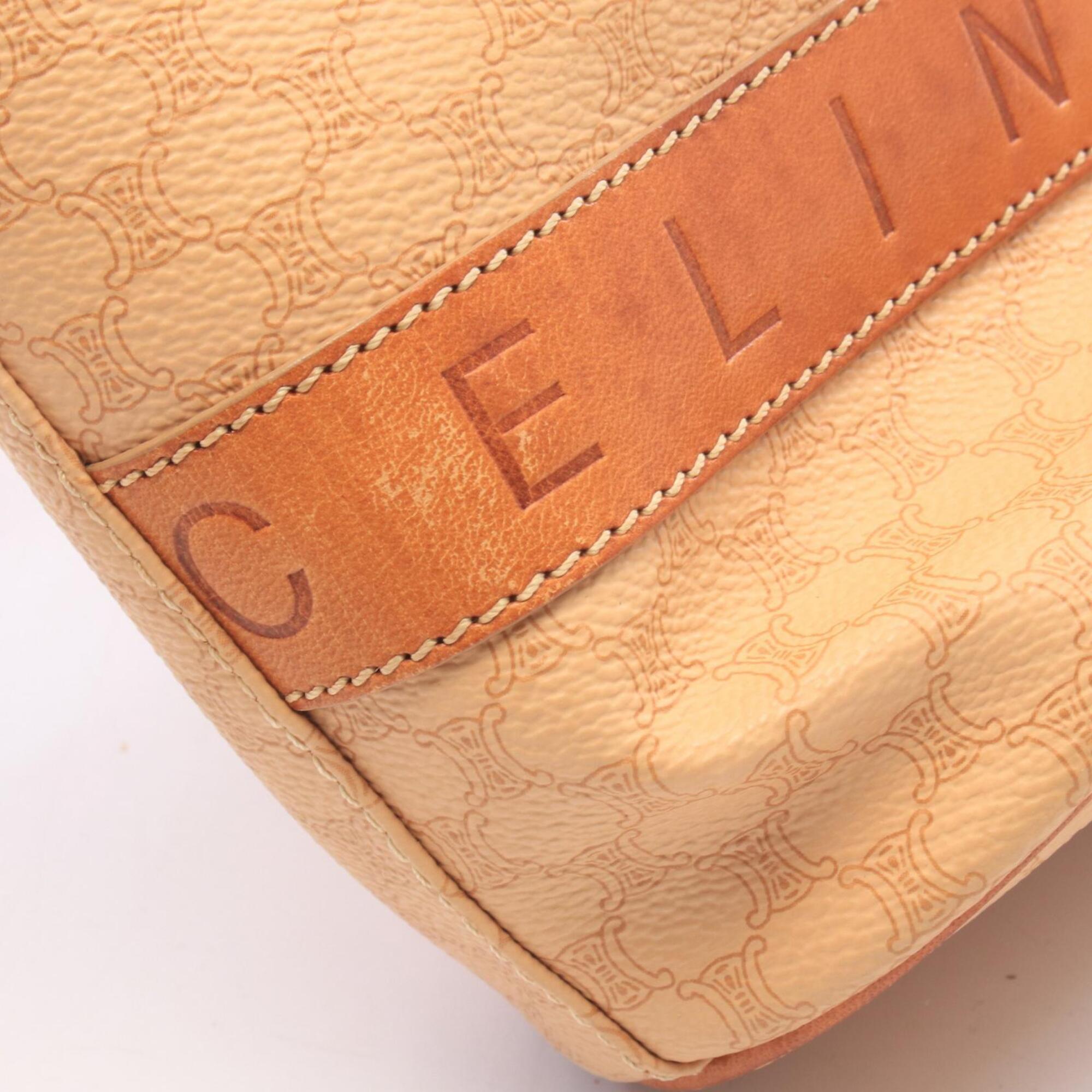 Celine Beige Brown Coated Canvas Leather Handbag Tote Bag (Pre-Owned)