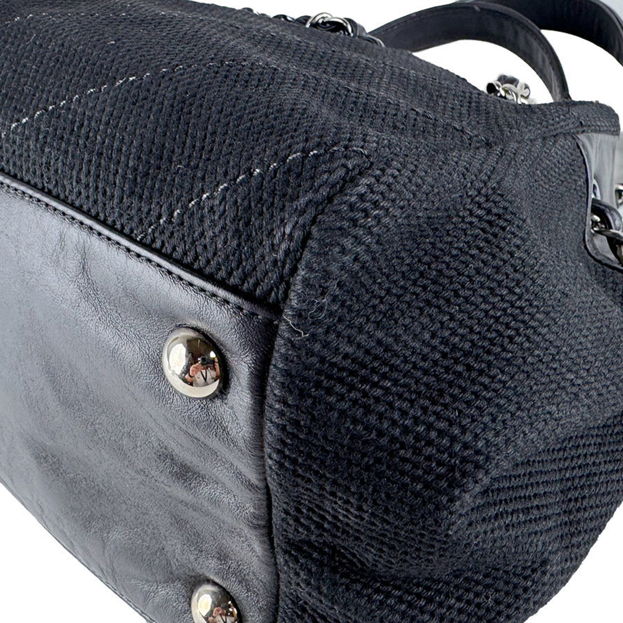 Chanel Black Canvas Leather Shoulder Bag (Pre-Owned)