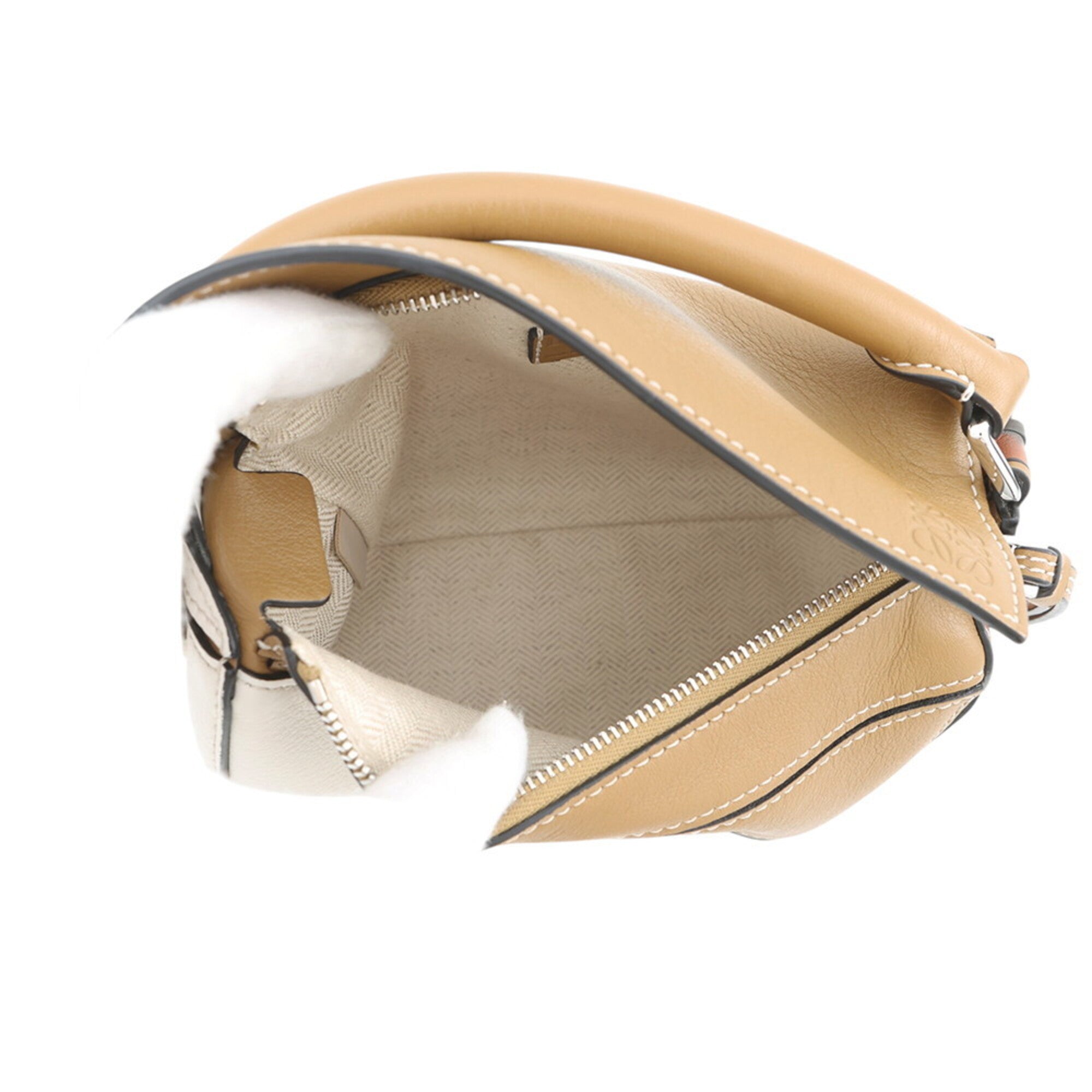 Loewe Beige Brown White Leather Handbag Shoulder Bag (Pre-Owned)