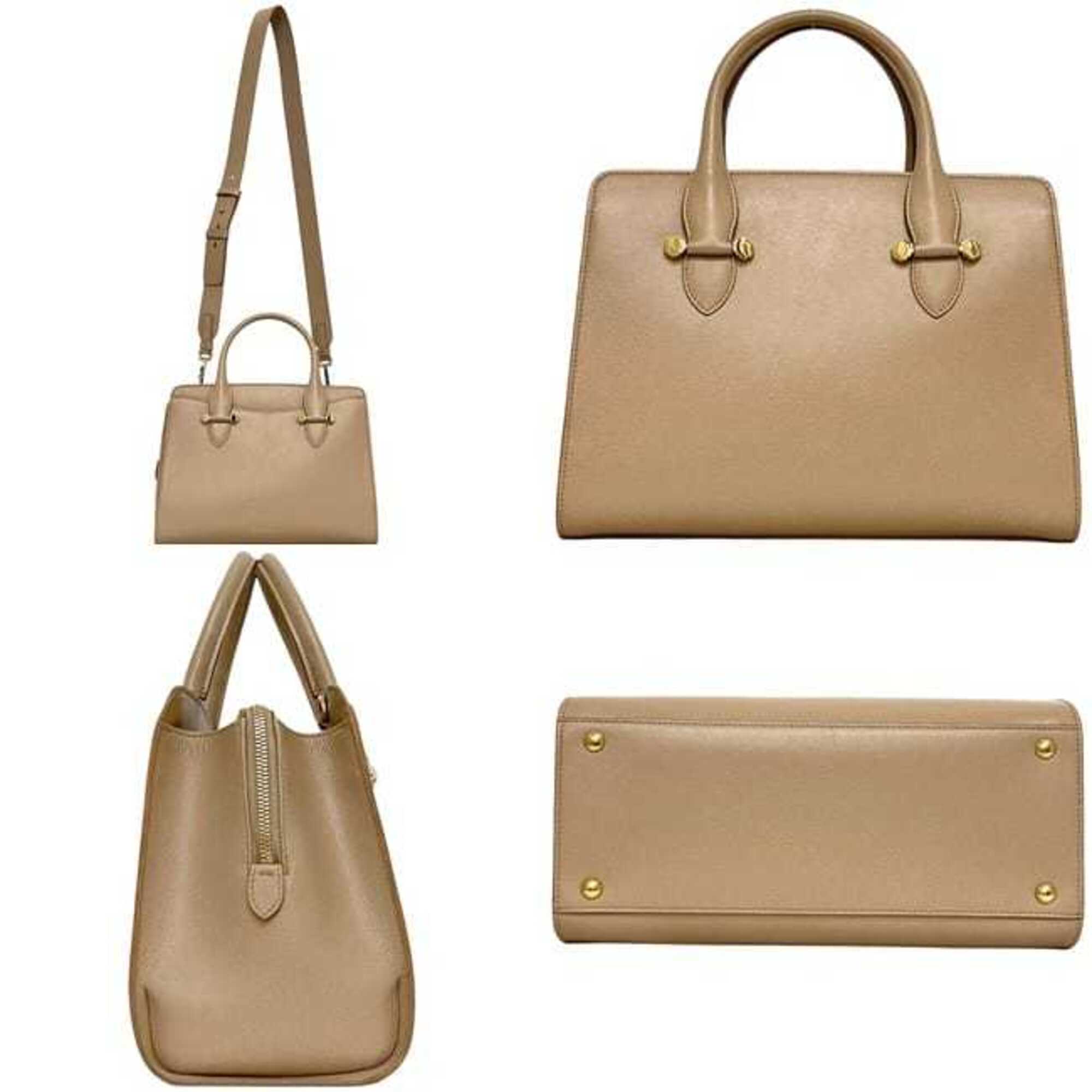 Salvatore Ferragamo Beige Leather Handbag Shoulder Bag (Pre-Owned)