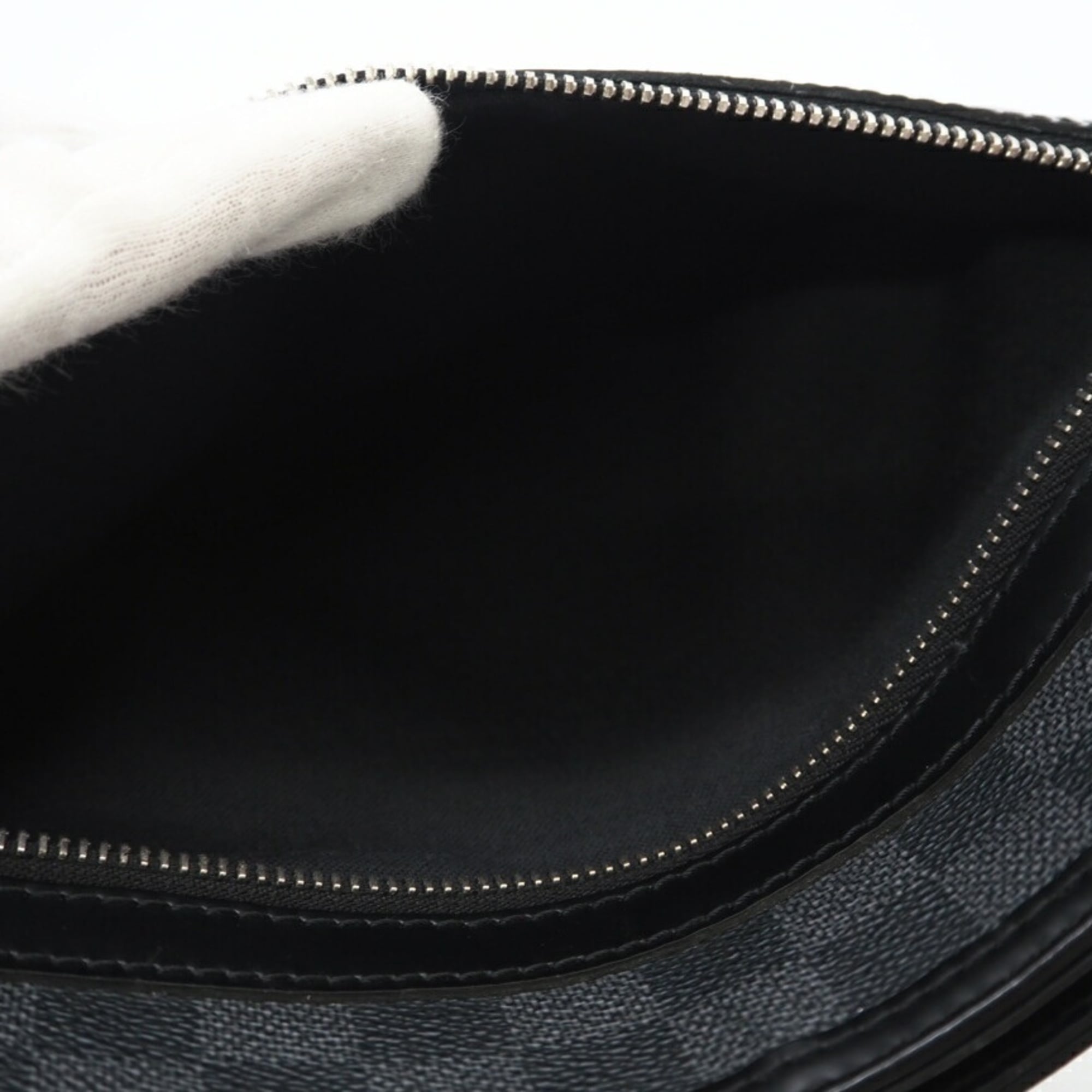 Louis Vuitton Black Gray Coated Canvas Shoulder Bag (Pre-Owned)