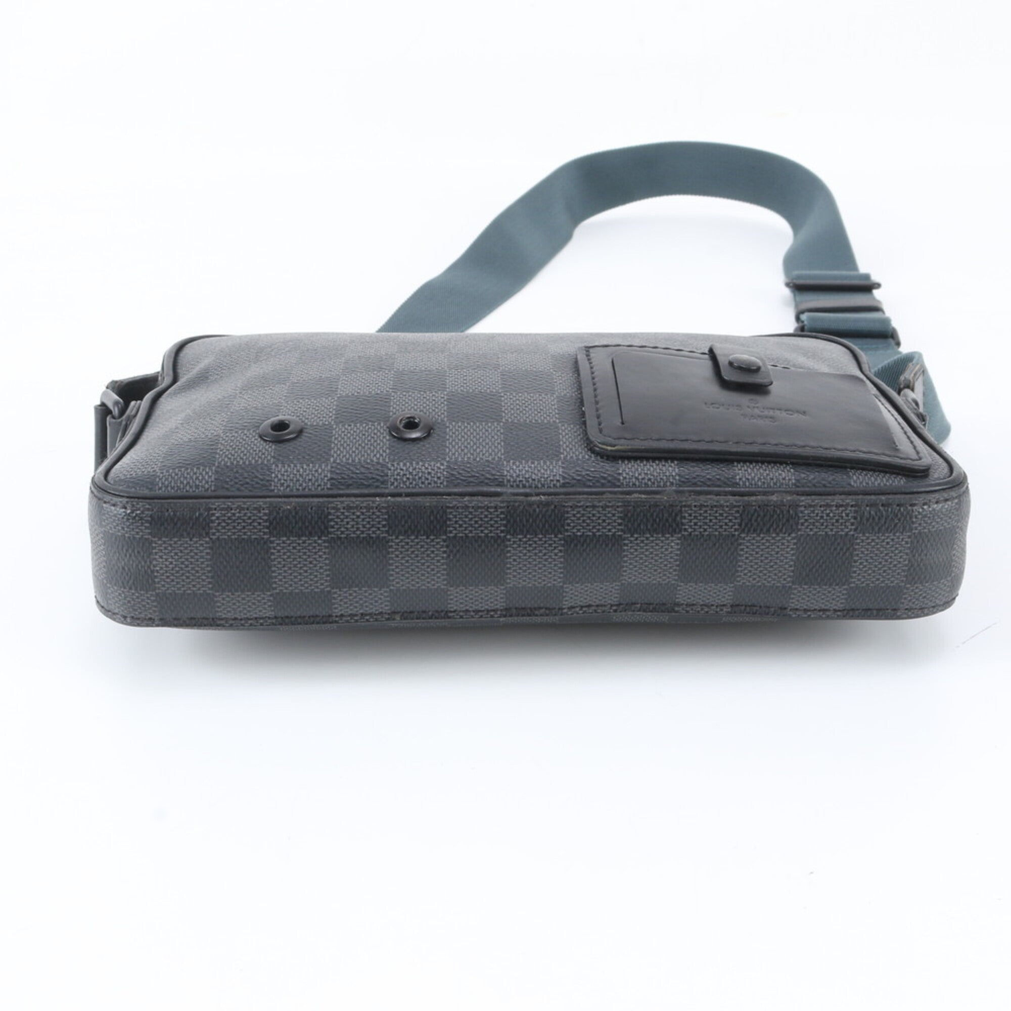 Louis Vuitton Black Leather Coated Canvas Messenger Bag Shoulder Bag (Pre-Owned)