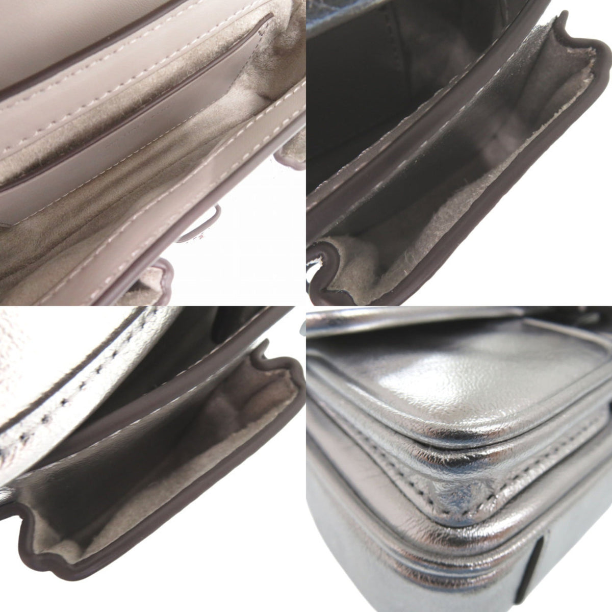 Michael Kors Metallic Silver Leather Shoulder Bag (Pre-Owned)