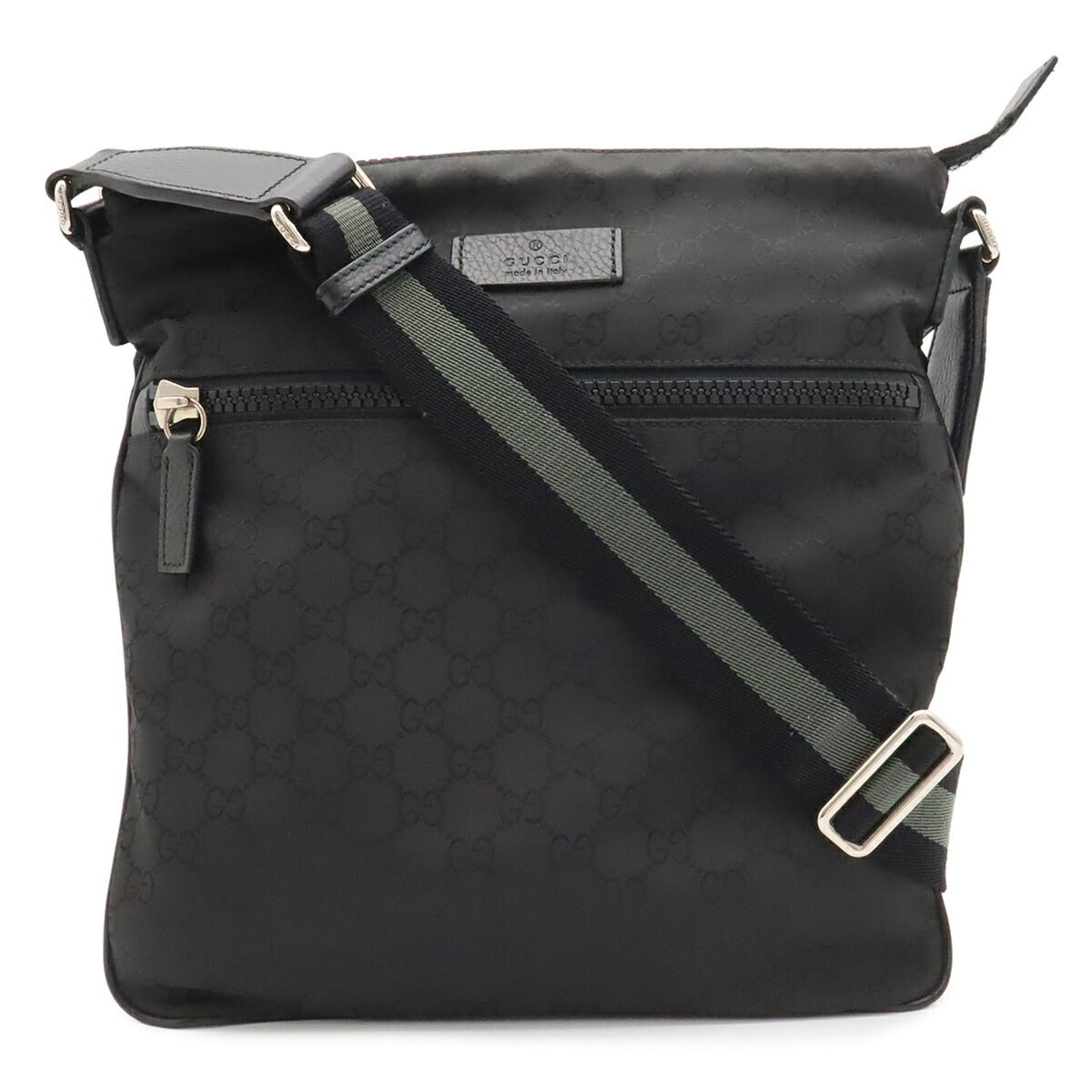 Gucci Black Gray Nylon Leather Shoulder Bag (Pre-Owned)