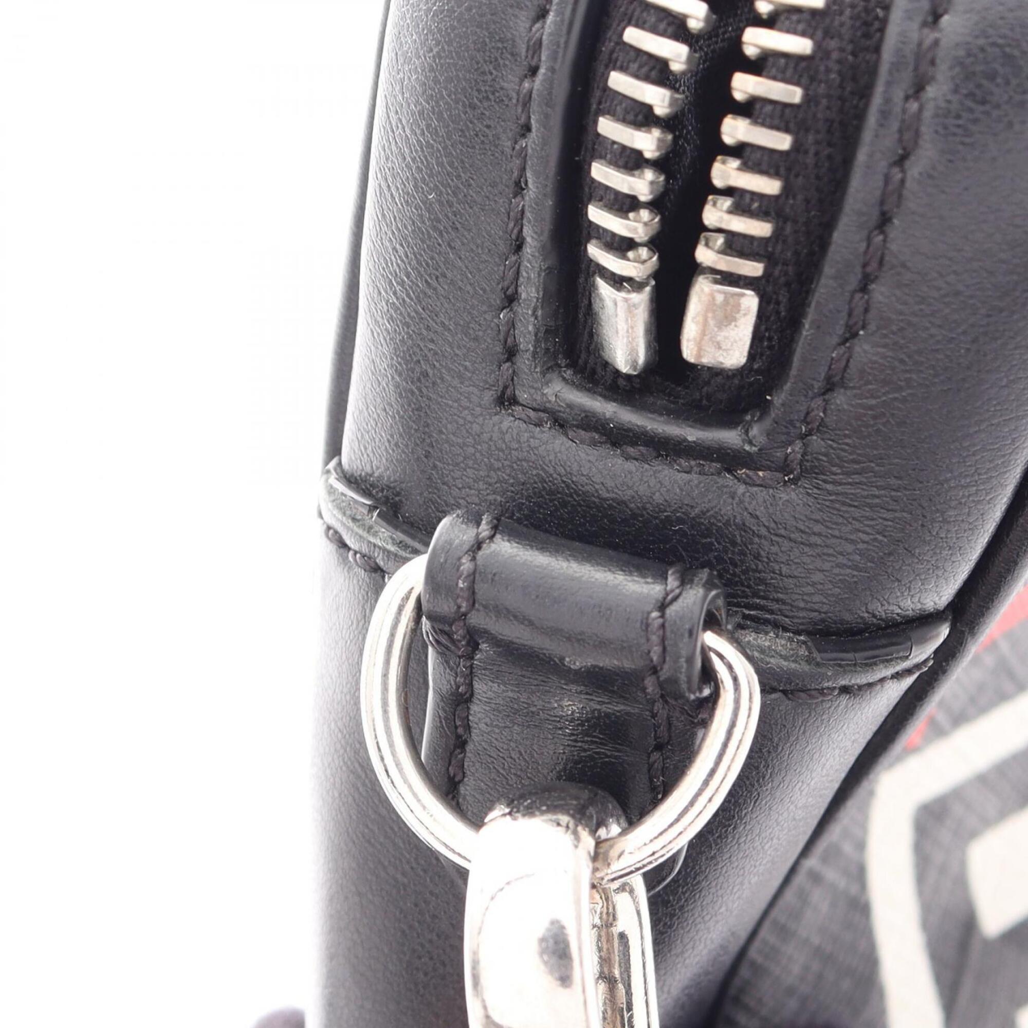 Fendi Black Gray Multi-Color Coated Canvas Leather Handbag Shoulder Bag (Pre-Owned)