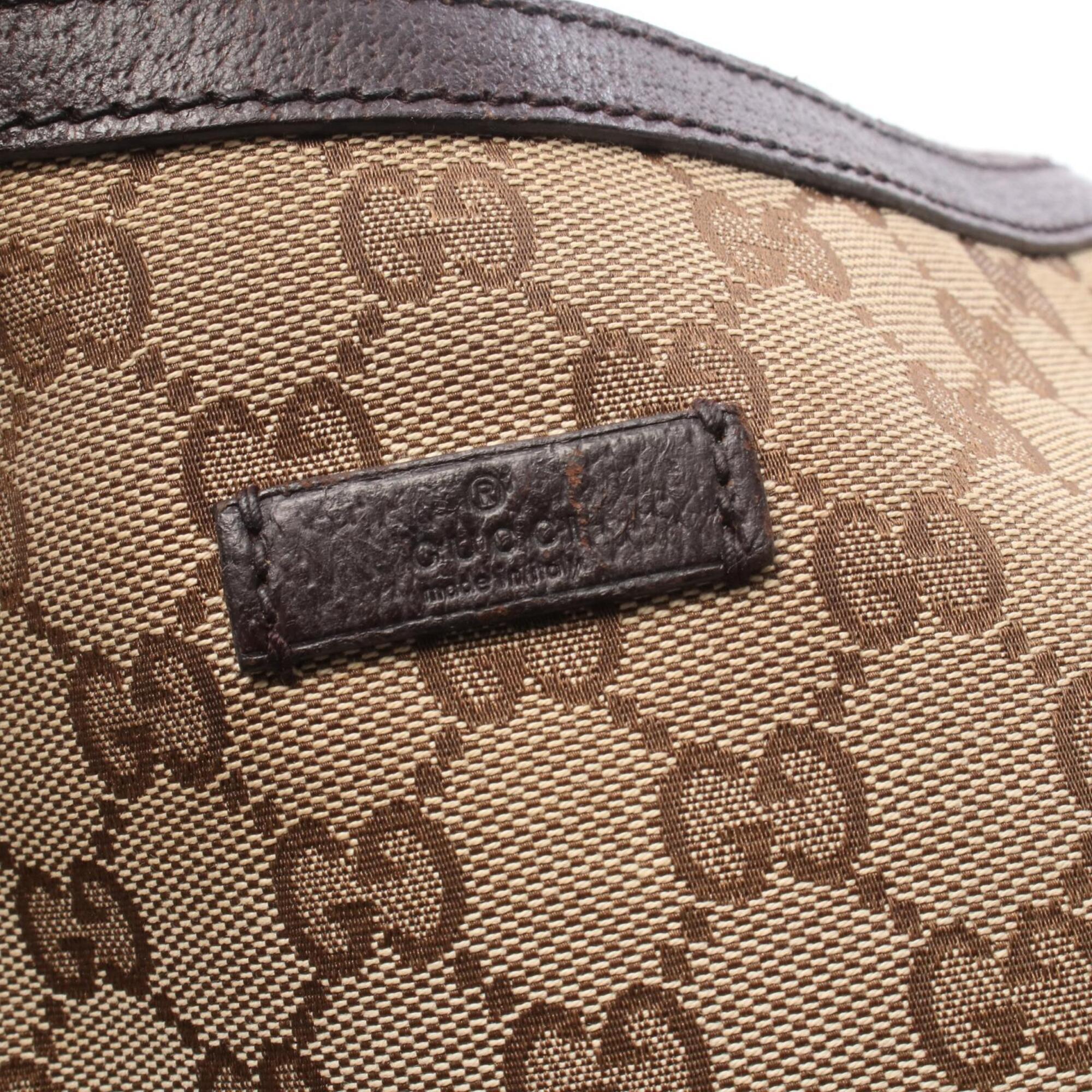 Gucci Beige Brown Canvas Leather Handbag Shoulder Bag (Pre-Owned)