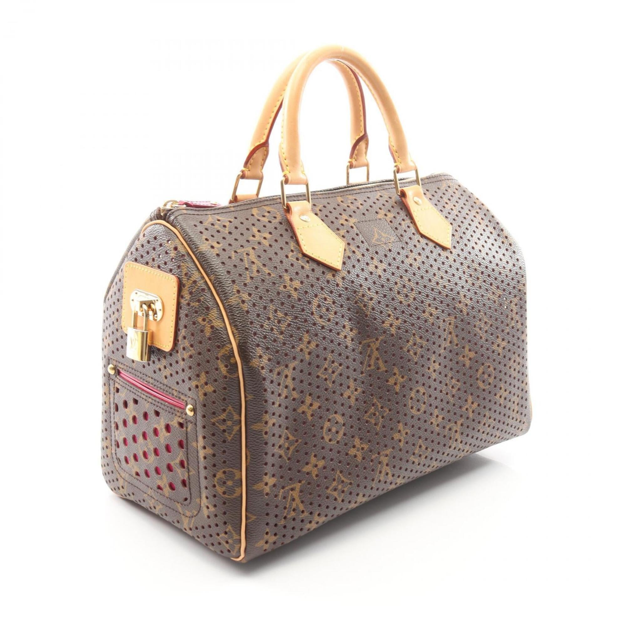 Louis Vuitton Brown Fuchsia Pink Coated Canvas Leather Handbag (Pre-Owned)