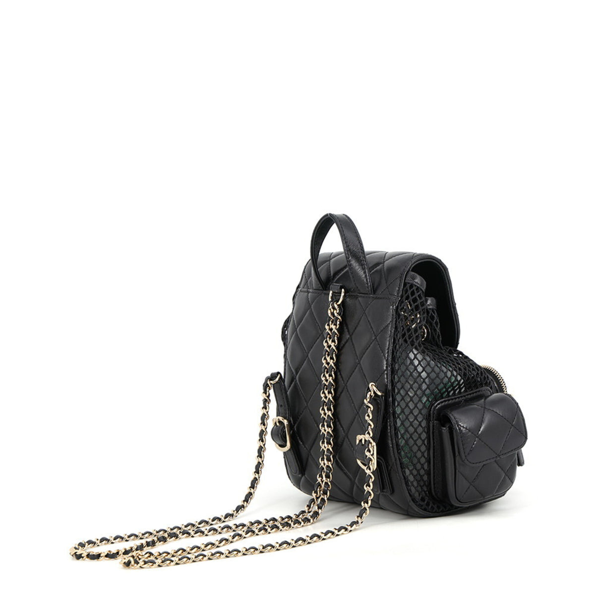 Chanel Matelasse Black Mesh Leather Backpack (Pre-Owned)