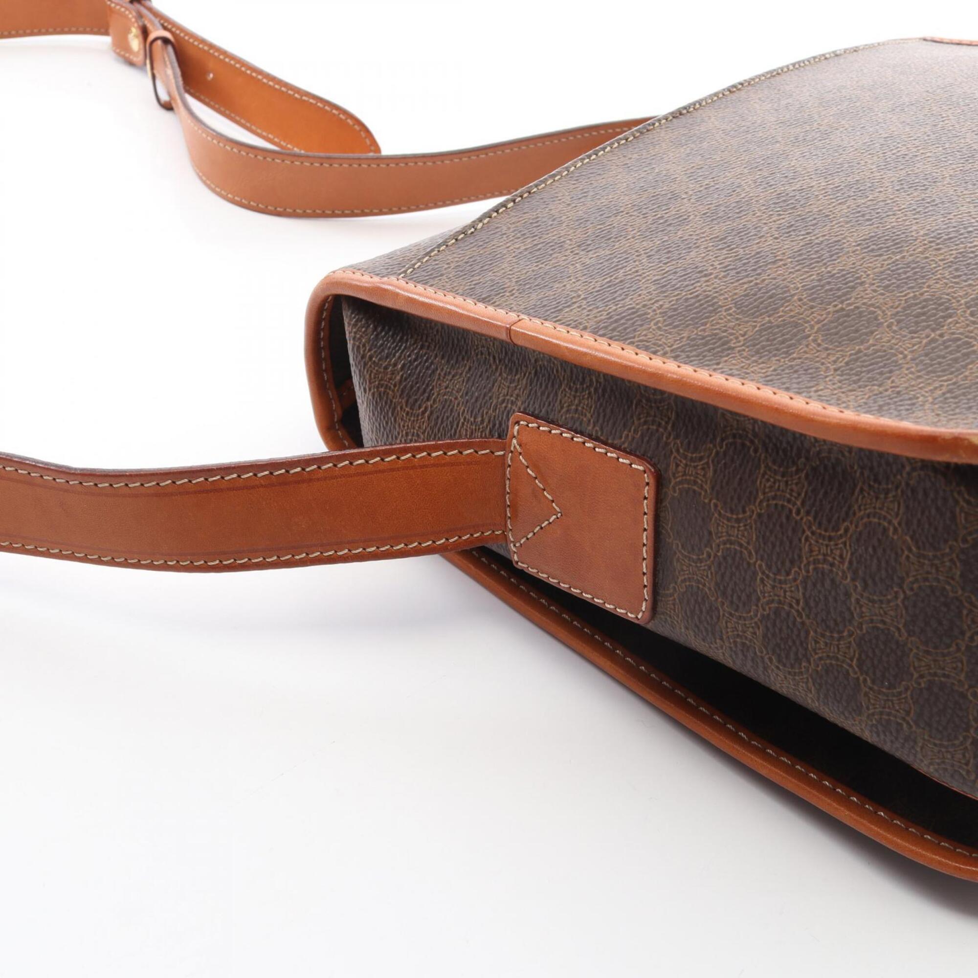 Celine Brown Coated Canvas Leather Handbag Shoulder Bag (Pre-Owned)