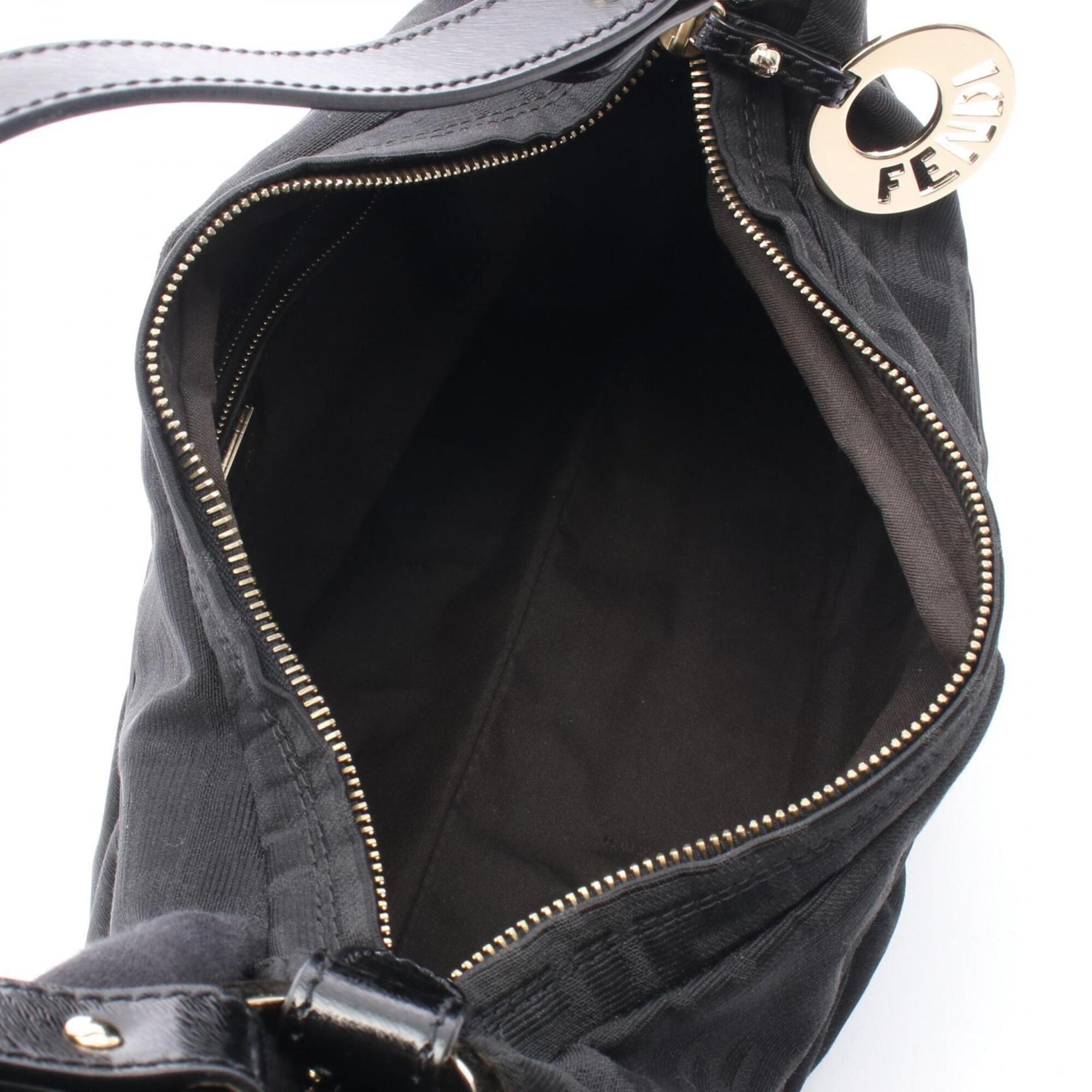 Fendi Black Canvas Leather Handbag Shoulder Bag (Pre-Owned)