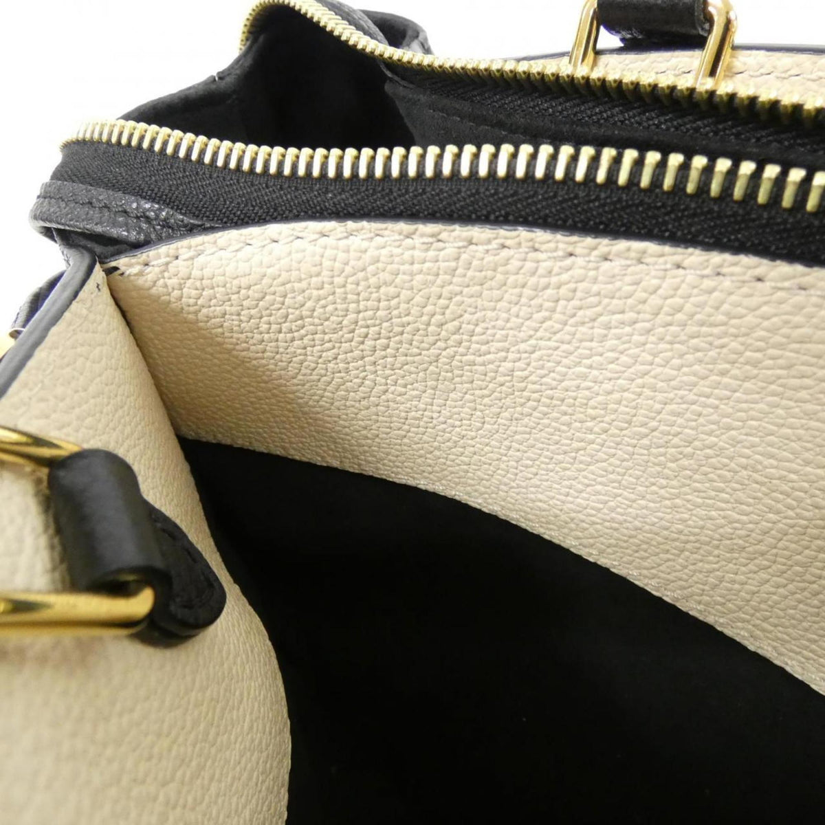 Louis Vuitton Beige Black Leather Handbag (Pre-Owned)