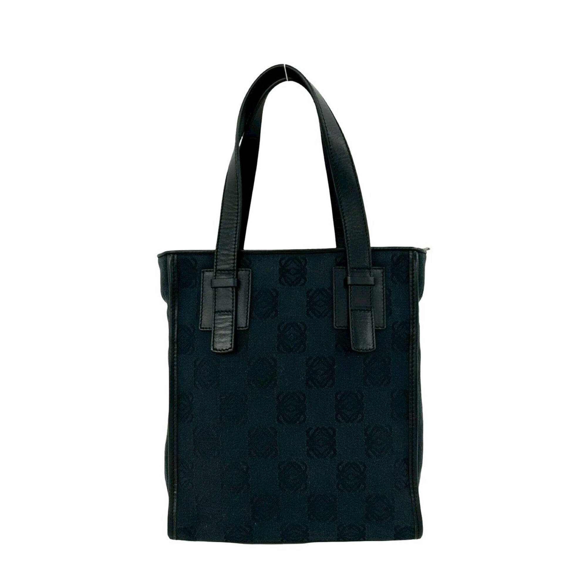 Loewe Black Canvas Leather Handbag Tote Bag (Pre-Owned)