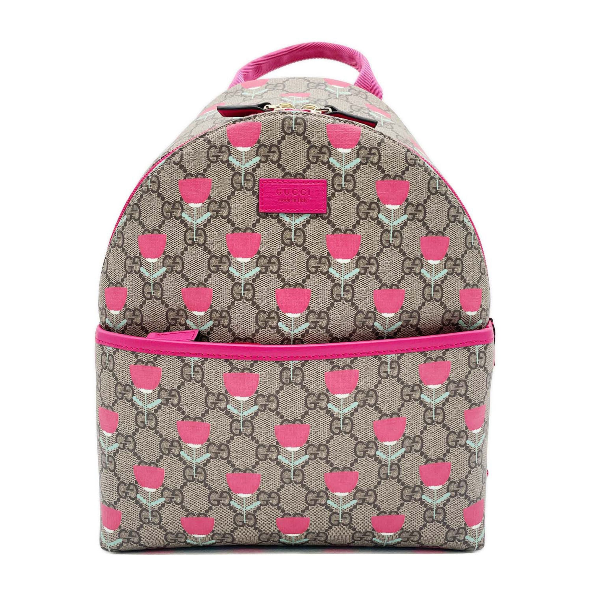Gucci Brown Pink Gg Supreme Backpack (Pre-Owned)