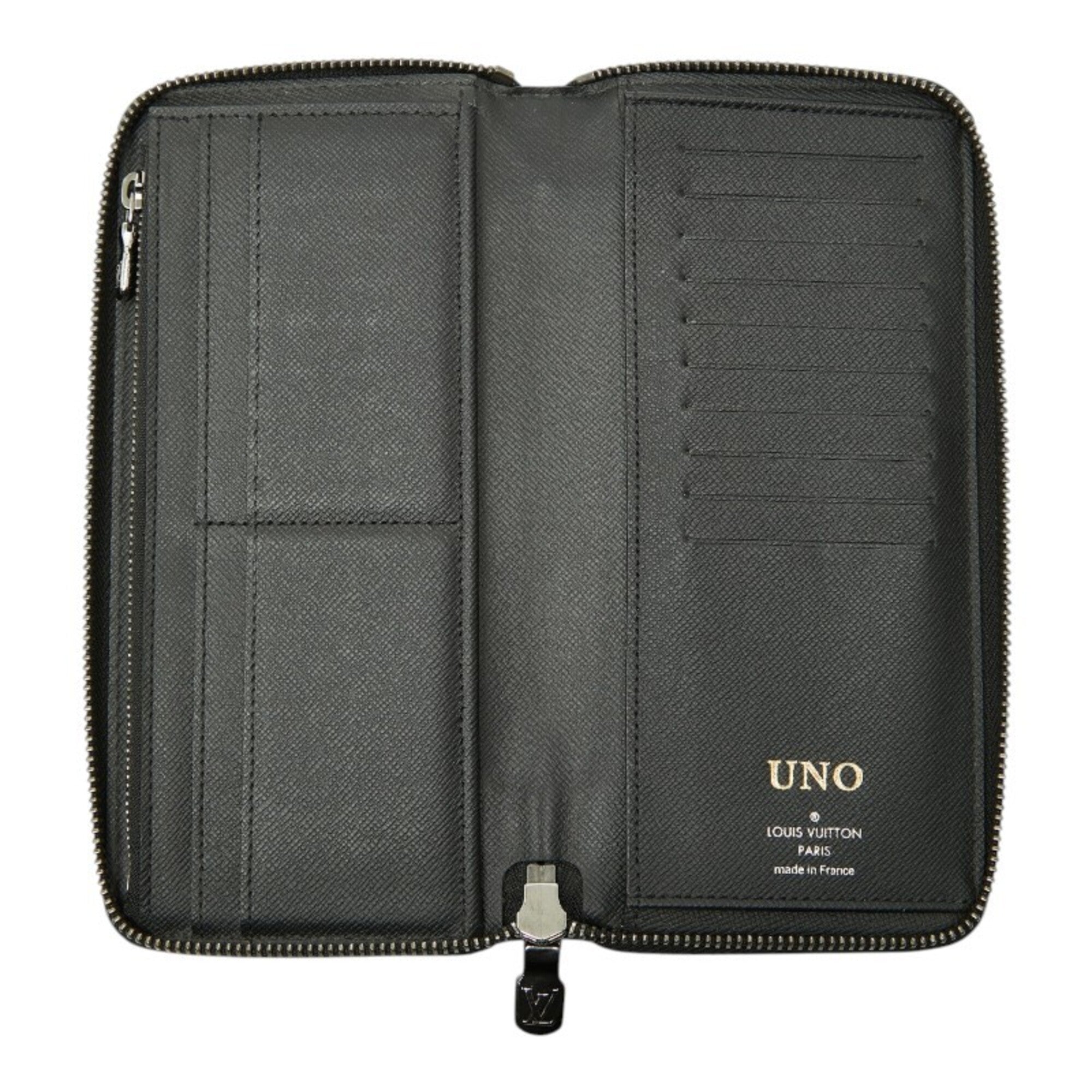 Louis Vuitton Black Gray Pvc Leather Long Wallet (Bi-Fold) (Pre-Owned)