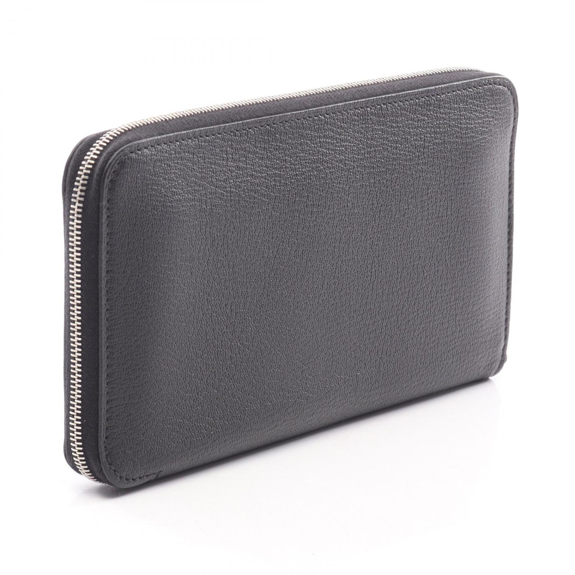 Hermes Black Chevre Leather Long Wallet (Bi-Fold) (Pre-Owned)